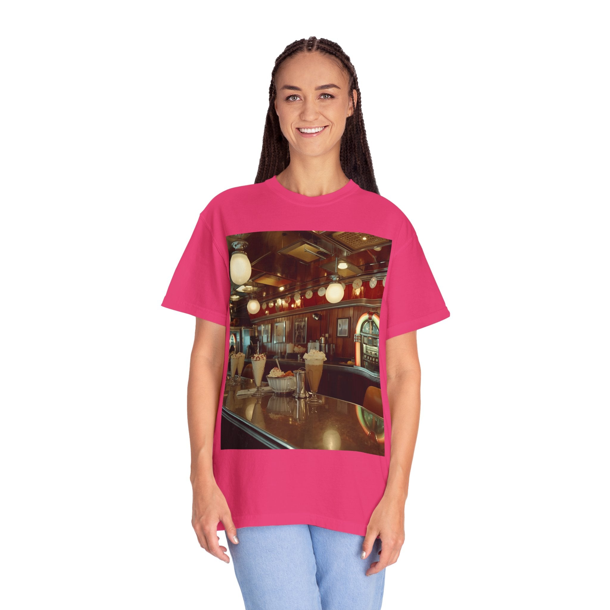 Cozy Cafe Vibe T-Shirt | Unisex Garment-Dyed Tee for Casual Outings, Vintage Style, Ice Cream Lovers, Retro Aesthetic, Everyday Wear