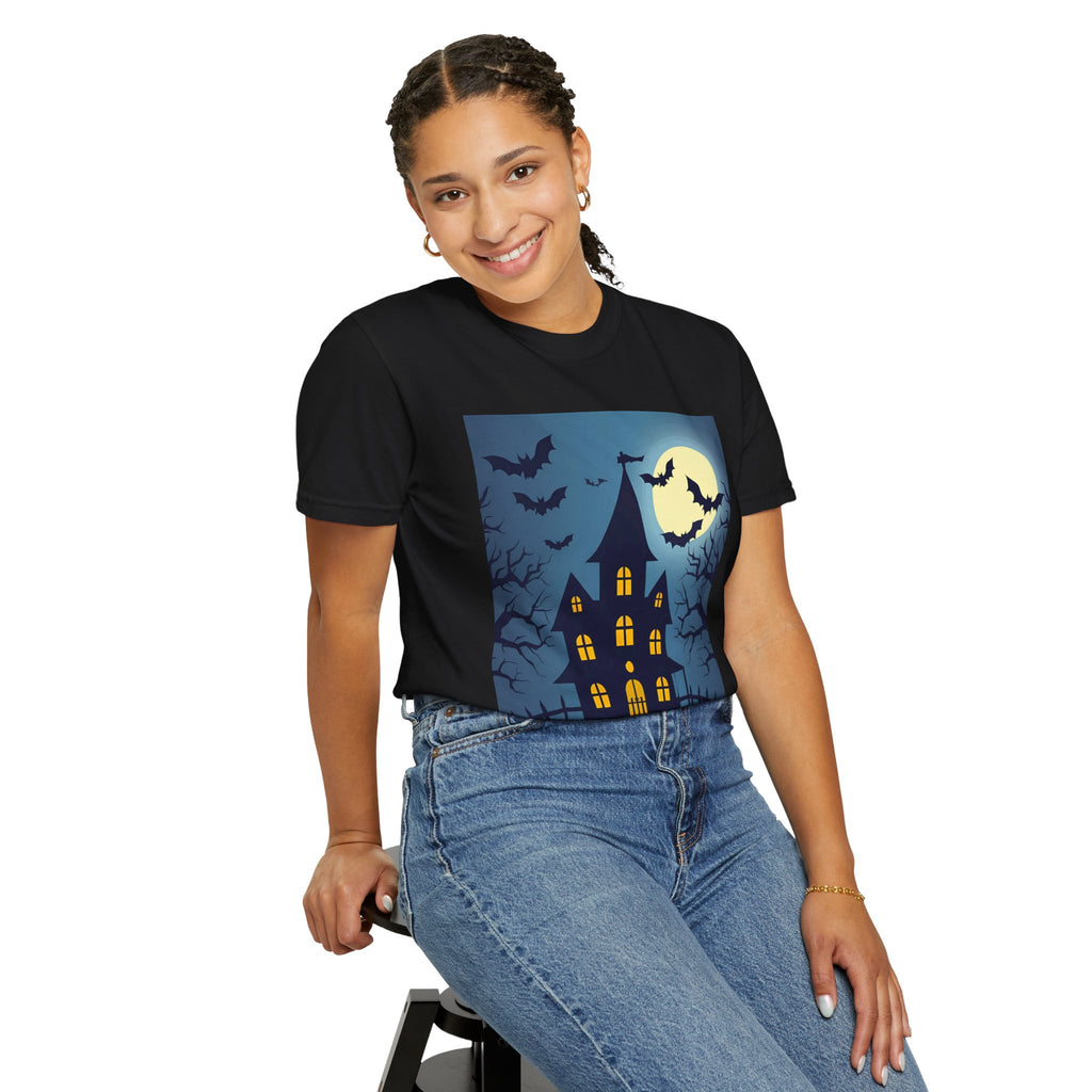 Haunted House T-Shirt, Spooky Halloween Tee, Unisex Shirt, Fall Apparel, Ghostly Graphic Tee, October Celebration Outfit
