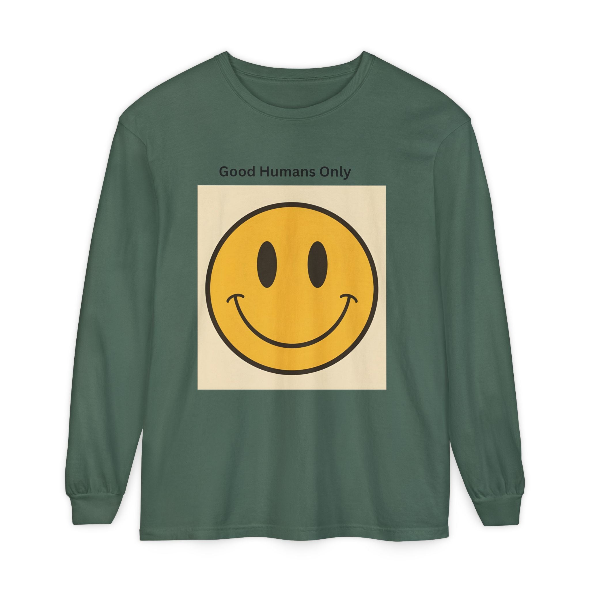 Smiley Face Unisex Garment-dyed Long Sleeve T-Shirt