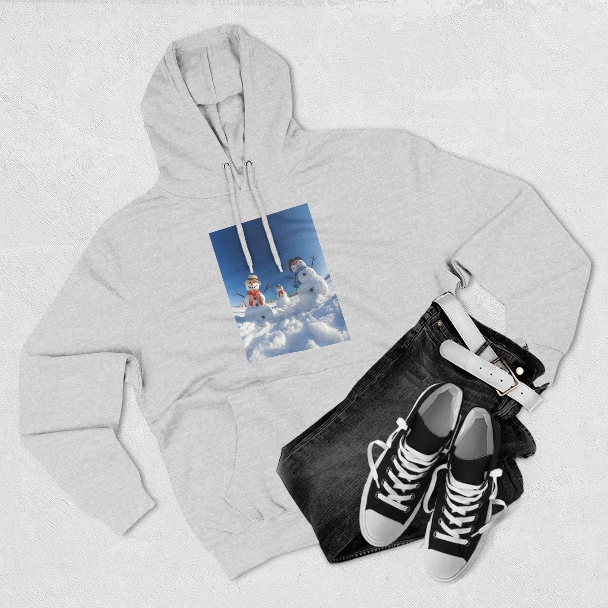 Cozy Fleece Hoodie with Fun Snowmen Design, Winter Wear, Gift for Christmas, Birthday Present, Casual Outfit, Hoodie for Snow Lovers