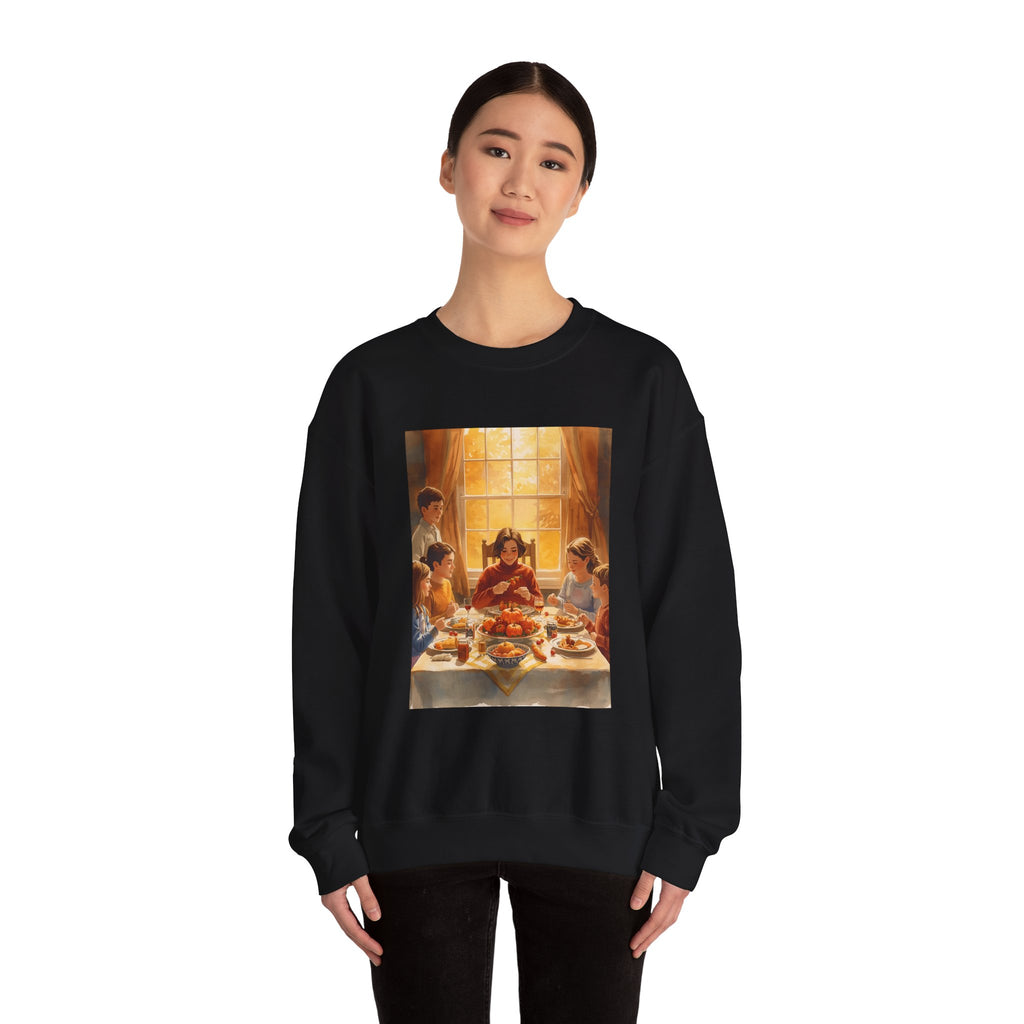 Cozy Family Dinner Crewneck Sweatshirt | Warm Winter Apparel, Casual Layering, Gift for Holidays, Family Gatherings, Nostalgic Artwork