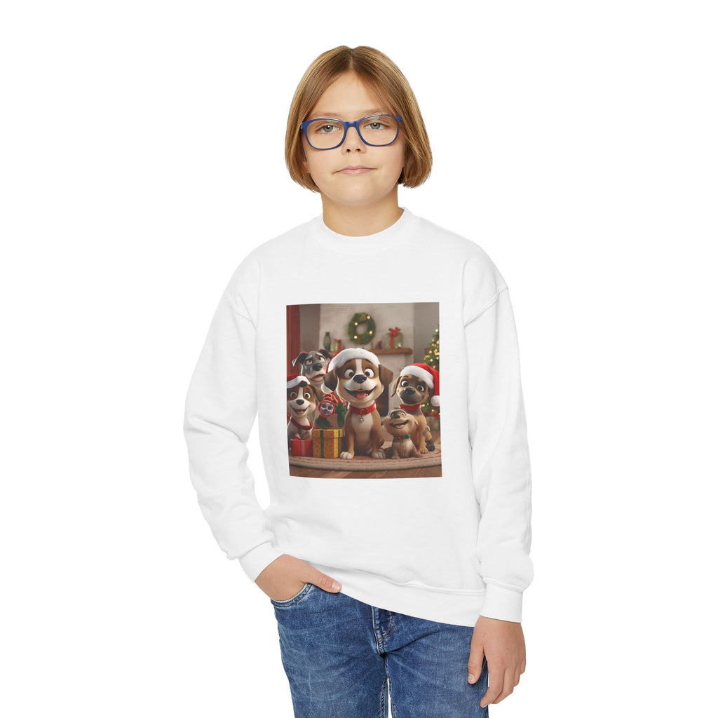 Cute Christmas Festive Dogs Youth Crewneck Sweatshirt