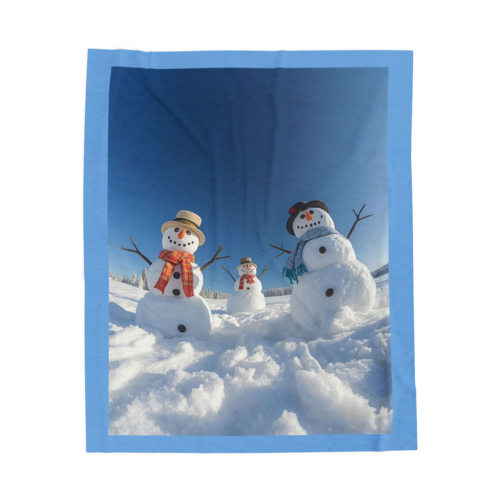 Festive Christmas Snowman Family Velveteen Plush Blanket