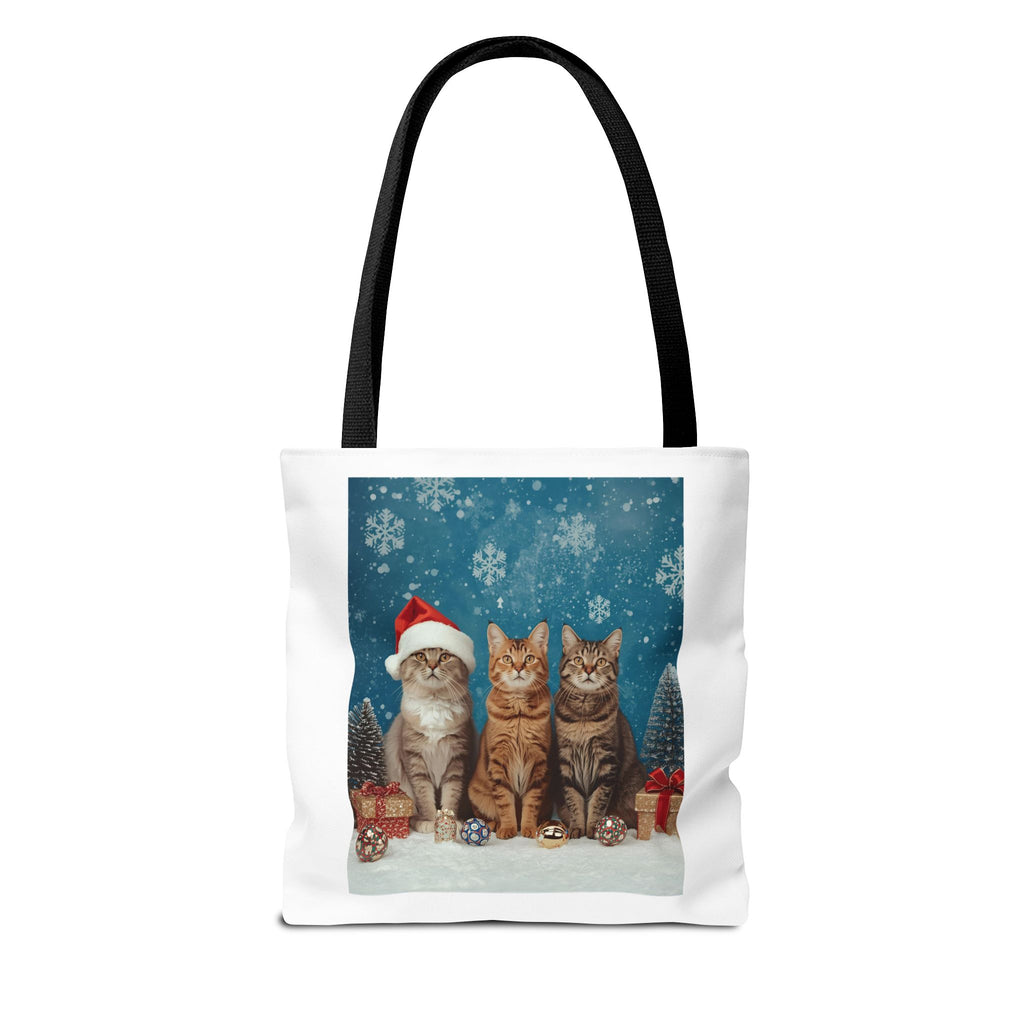 Festive Cat Tote Bag with Holiday Design, Christmas Gift, Cat Lover Bag, Eco-Friendly Shopping Bag, Cute Pet Accessory