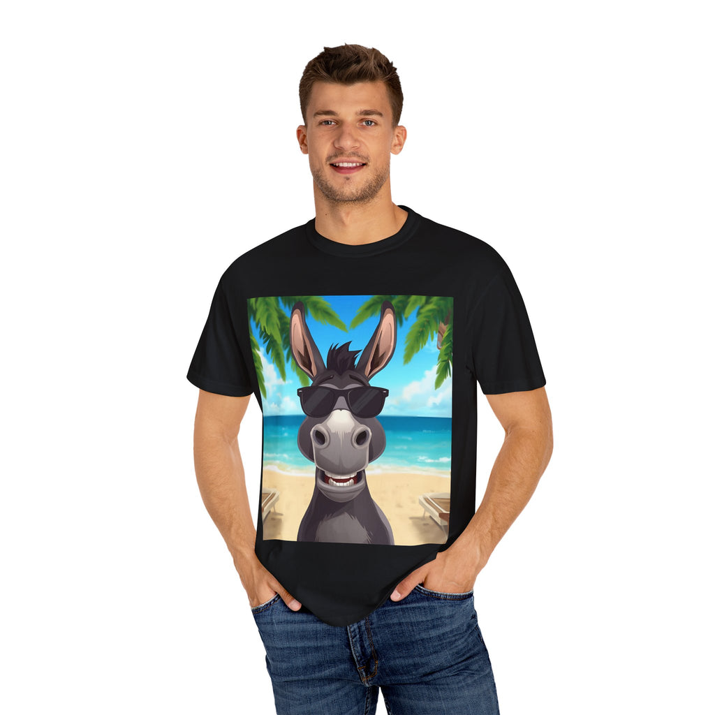 Chill Donkey Sunset T-Shirt, Unisex Summer Tee, Casual Beachwear, Gift for Animal Lovers, Fun Vacation Shirt