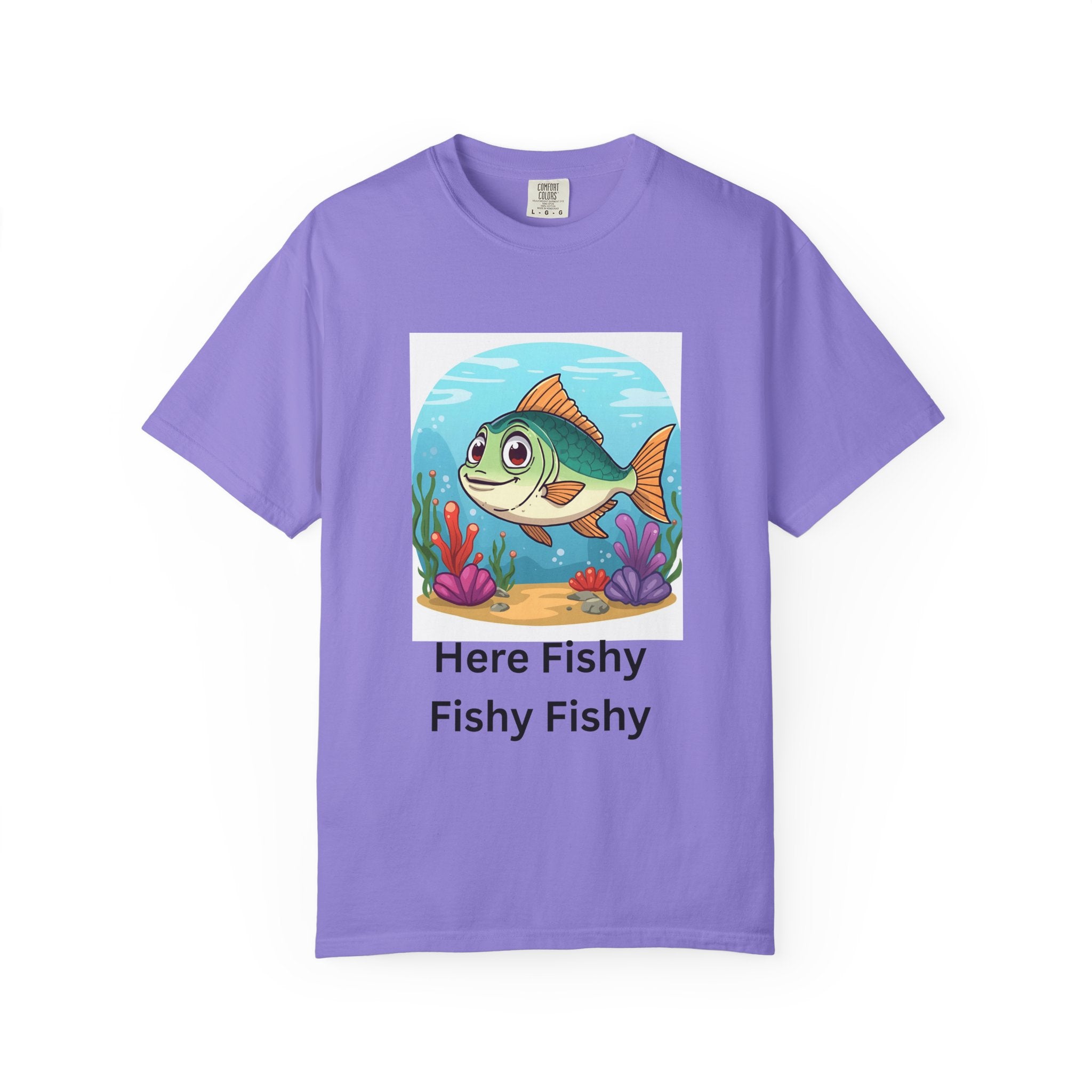 Playful Fish T-Shirt for Nature Lovers, Here Fishy Fishy Fishy Tee, Unisex Casual Wear, Perfect for Birthdays, Summer Fun, Beach Outings