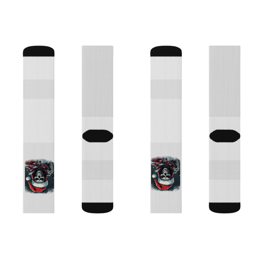 Spooky Skeleton Christmas Santa Sublimation Socks