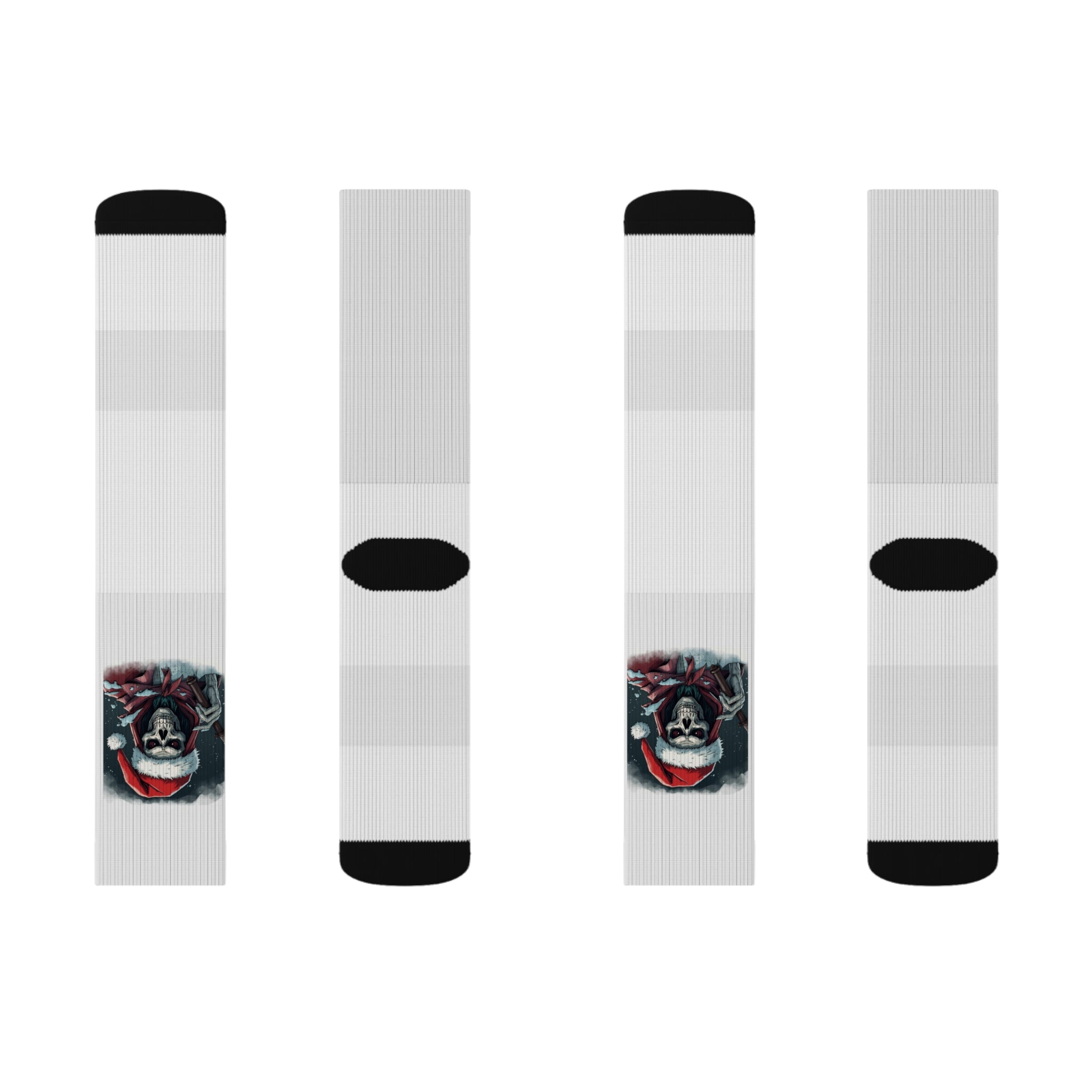 Spooky Skeleton Christmas Santa Sublimation Socks