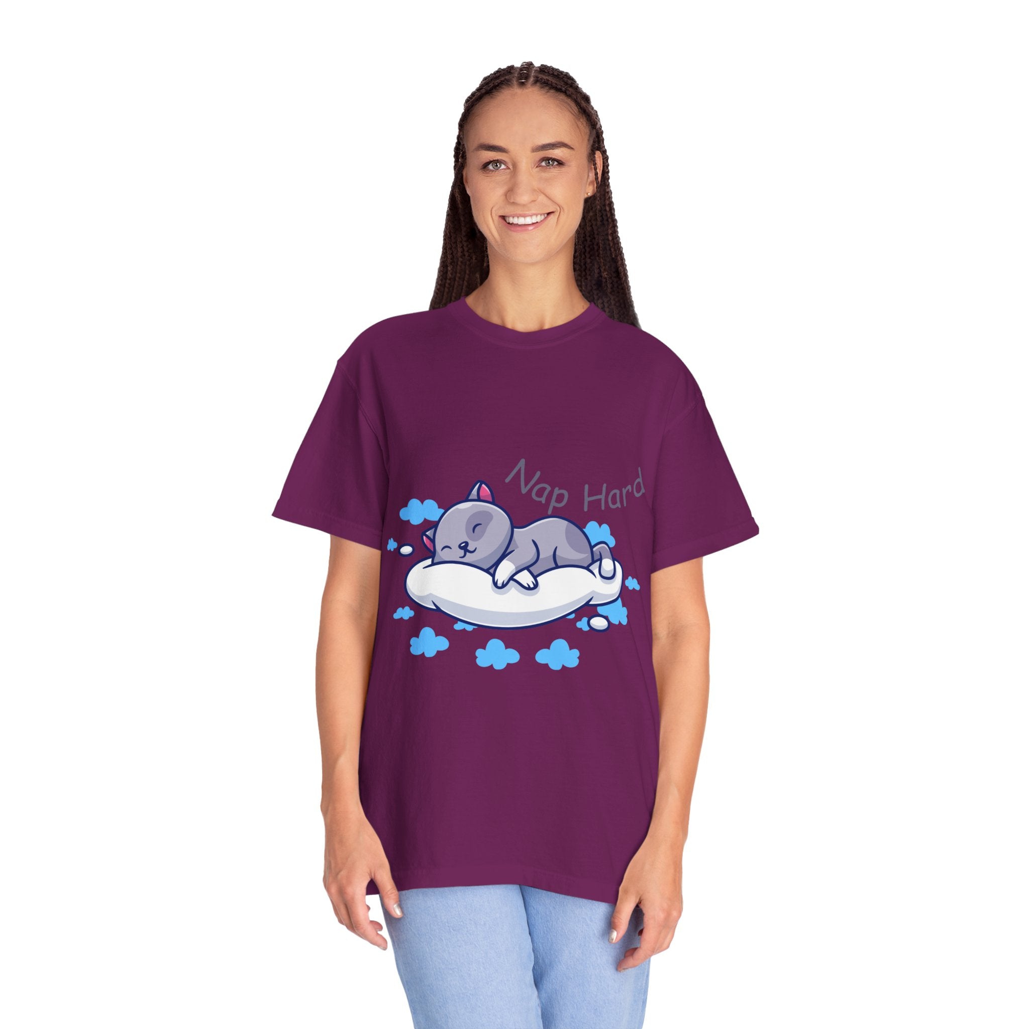 Cat Nap Graphic T-shirt, Cute Cat Tee, Relaxed Fit Apparel, Gift for Cat Lovers, Cozy Lounge Wear, Funny Pet Humor Top