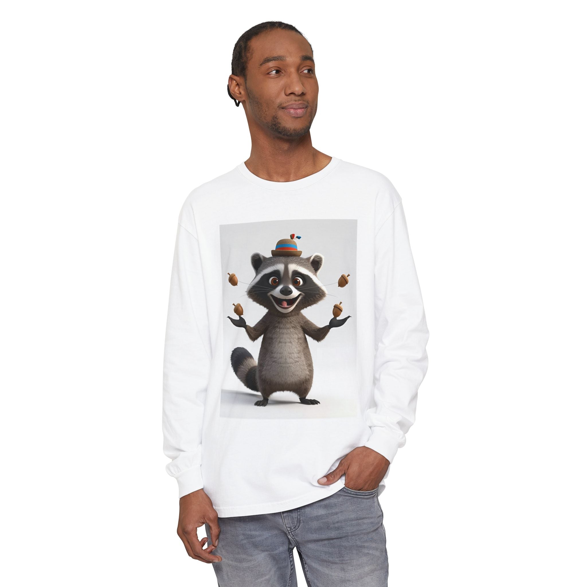 Raccoon Unisex Garment-dyed Long Sleeve T-Shirt