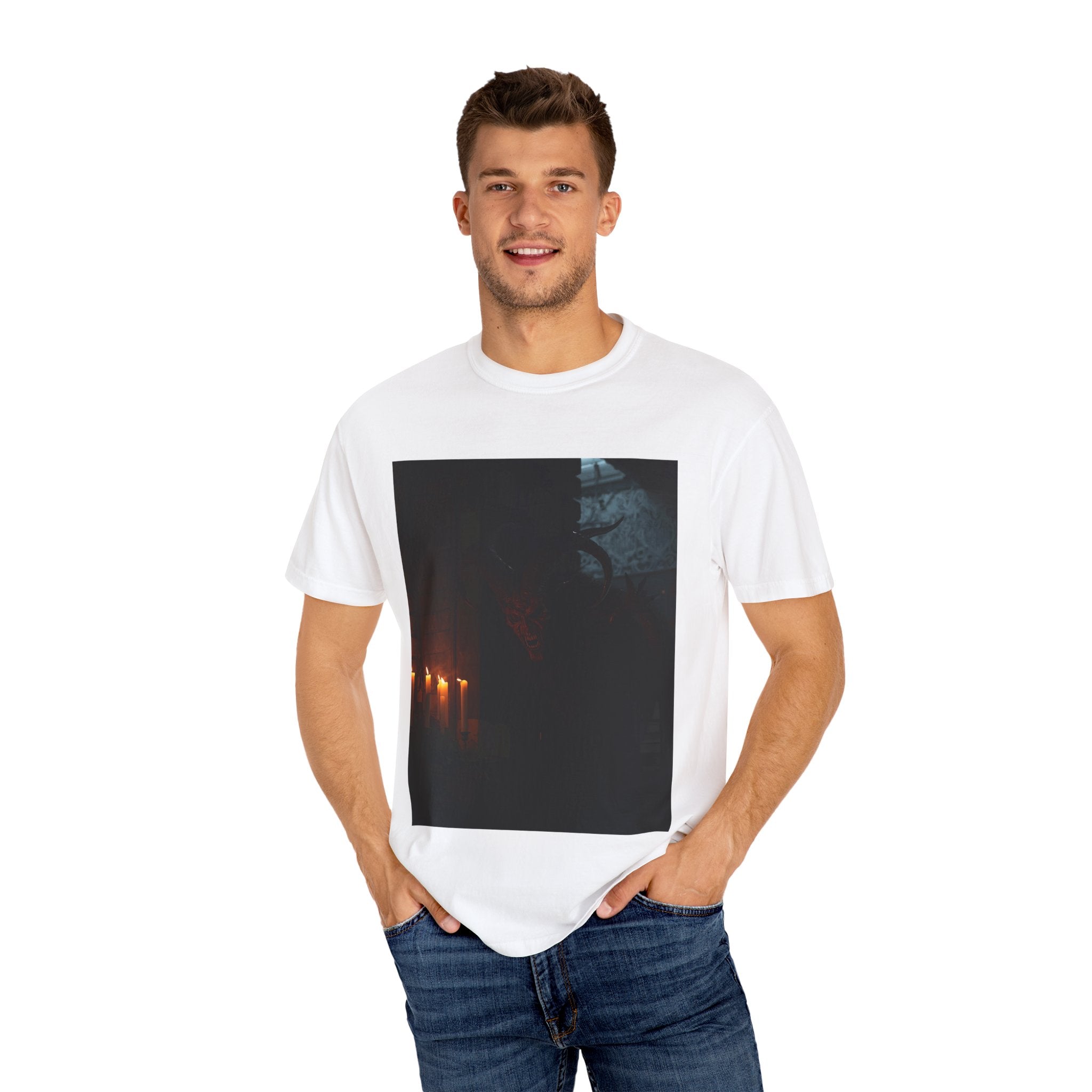 Spooky Halloween Pumpkin Shadow Unisex Garment-Dyed T-shirt