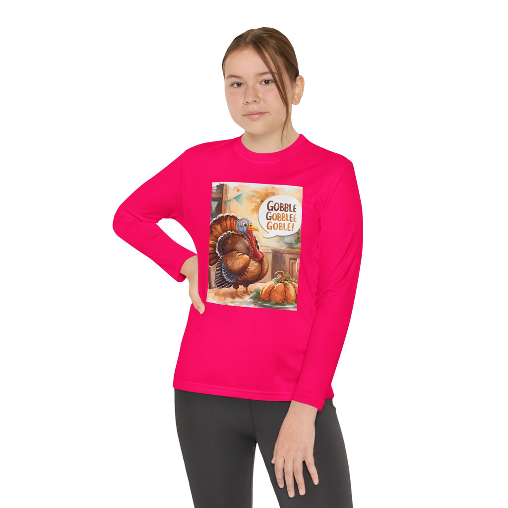 Thanksgiving Turkey Youth Long Sleeve Competitor Tee