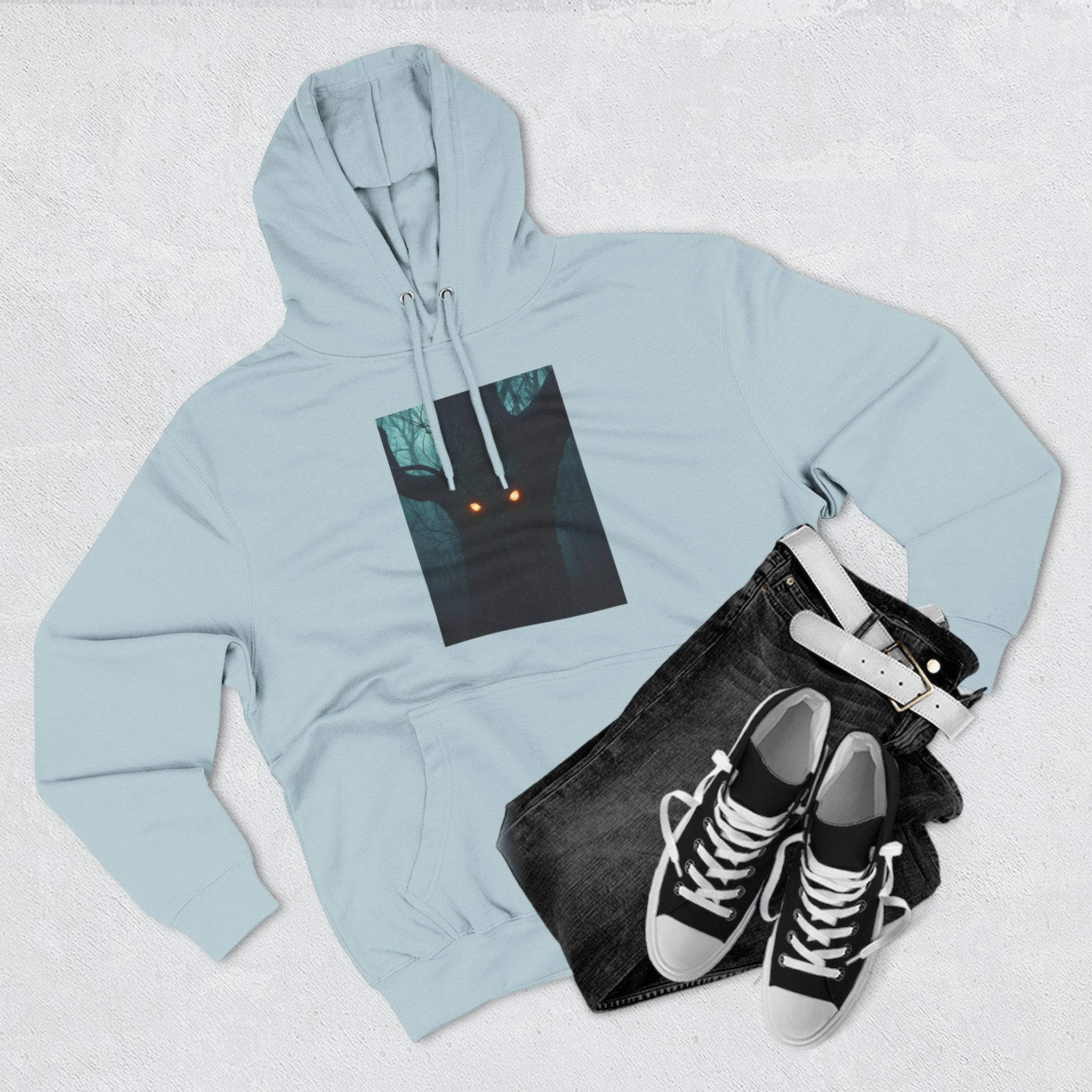 Chilling Nighttime Hoodie, Cozy Fleece Sweatshirt, Outdoor Adventure Attire, Perfect for Bonfire Nights, Gifts for Nature Lovers