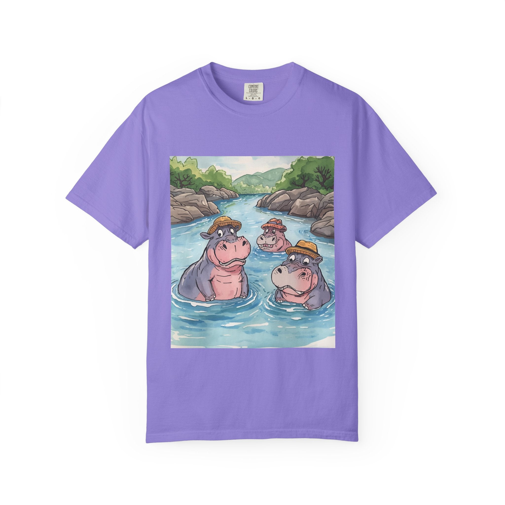 Hippo Adventure Unisex T-Shirt, Cute Animal Tee, Gift for Nature Lovers, Casual Wear, Birthday and Summer Vibe