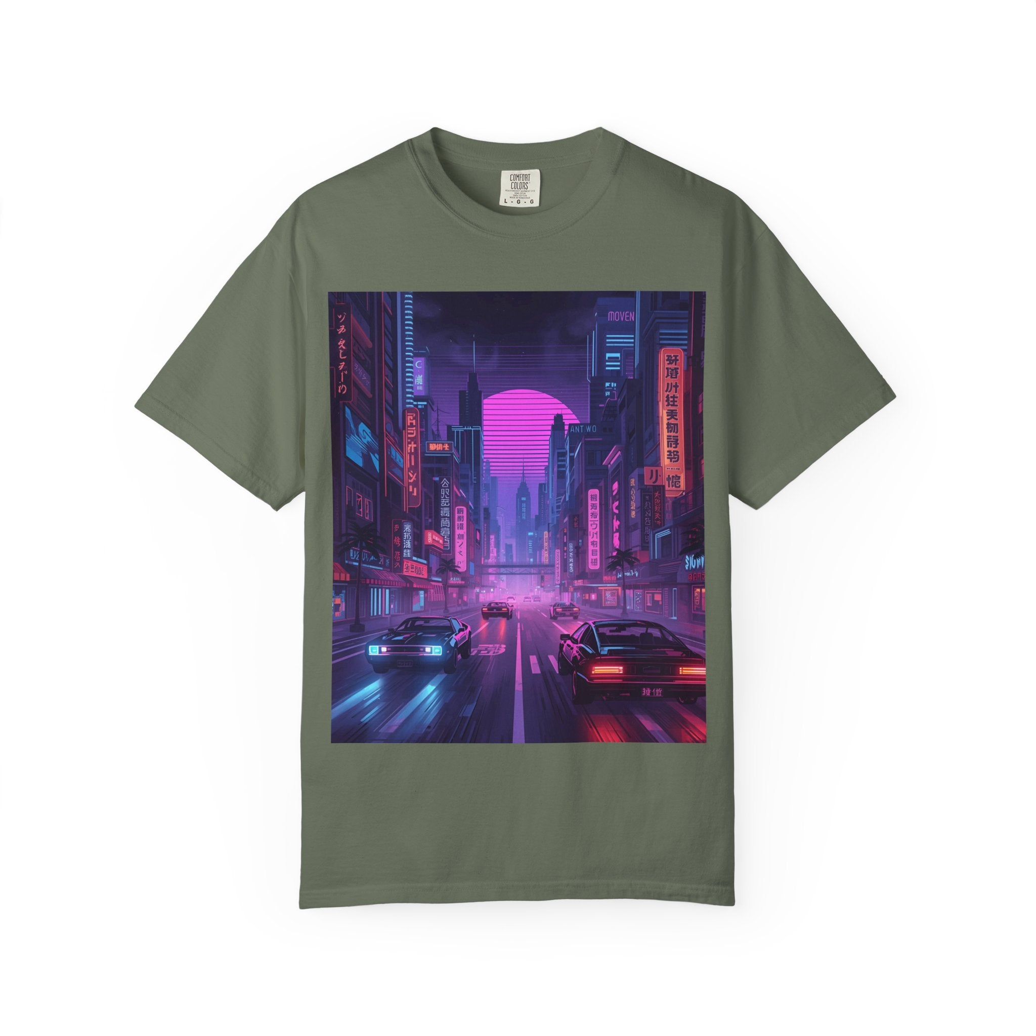 Futuristic Neon Cityscape T-Shirt, Retro Graphic Tee, Unisex Streetwear, Urban Vibe Shirt, Gift for Gamers, Summer Outfit
