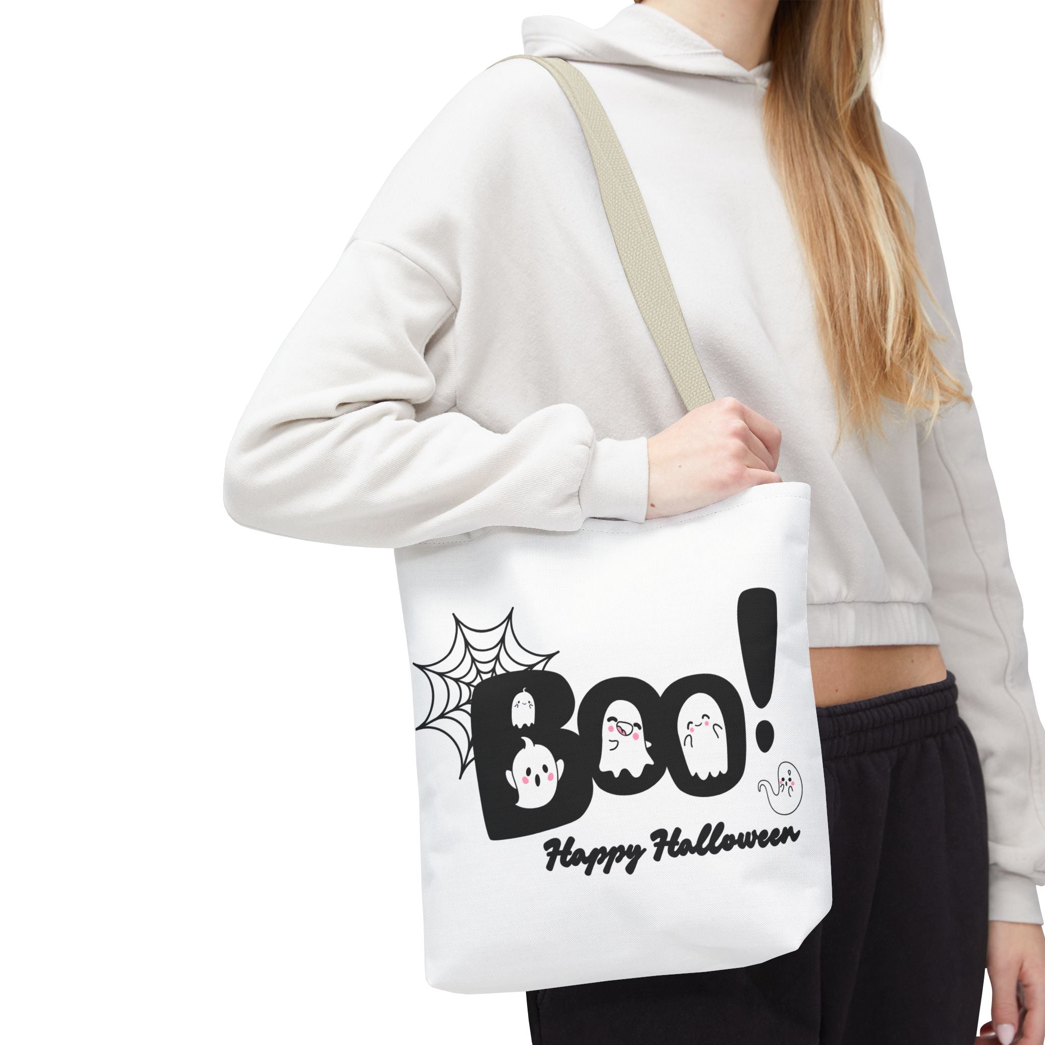 Halloween Boo Tote Bag with Boo! Design, Spooky Ghosts, Trick or Treat, Fall Decor, Seasonal Gift