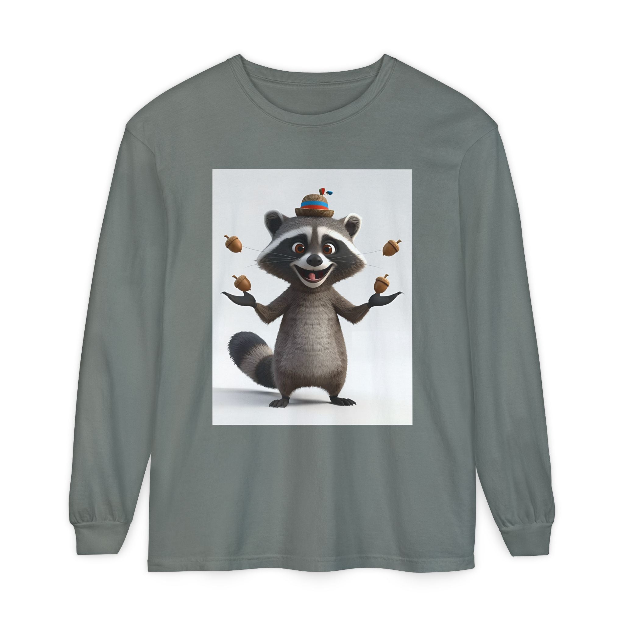 Raccoon Unisex Garment-dyed Long Sleeve T-Shirt