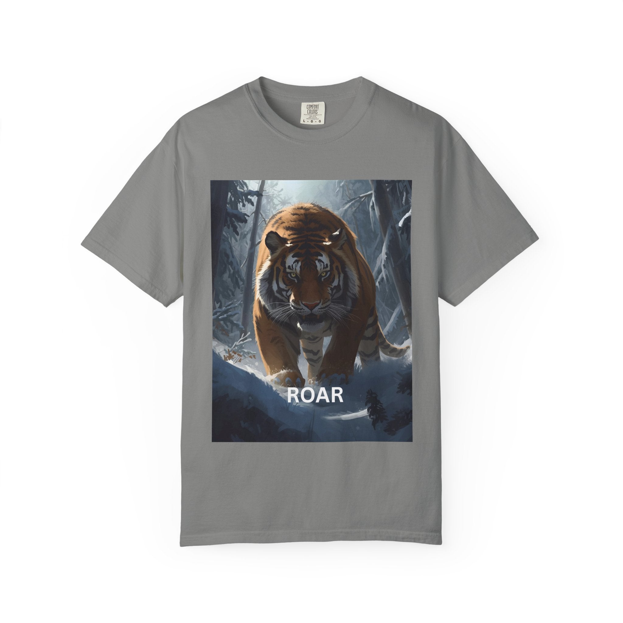 Tiger Roar Snow Unisex T-Shirt, Animal Lover Gift, Wildlife Tee, Casual Wear, Adventure Shirt, Nature Inspired Apparel