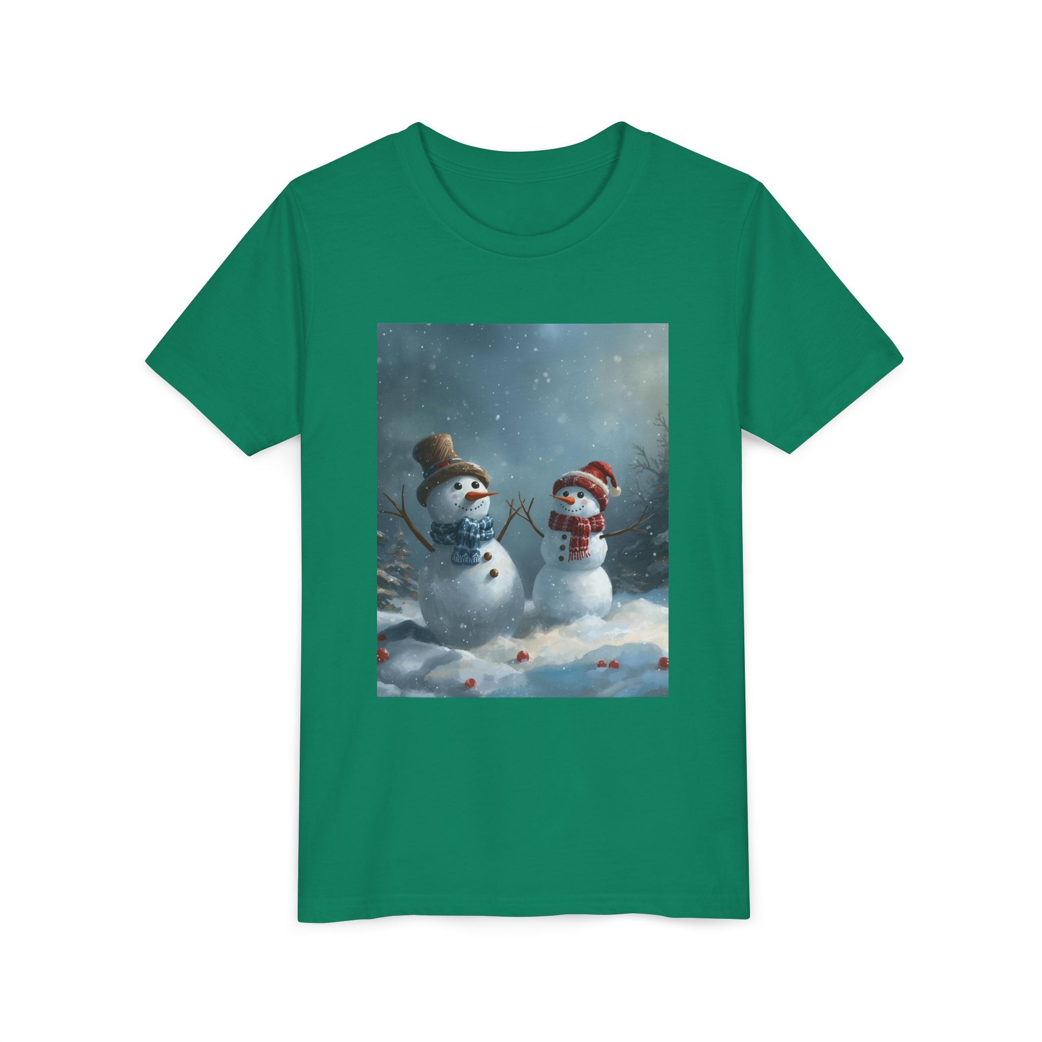 Youth Christmas Snowman Tee, Winter T-Shirt, Christmas Gift, Holiday Apparel, Kids Winter Wear, Cute Snowman Design