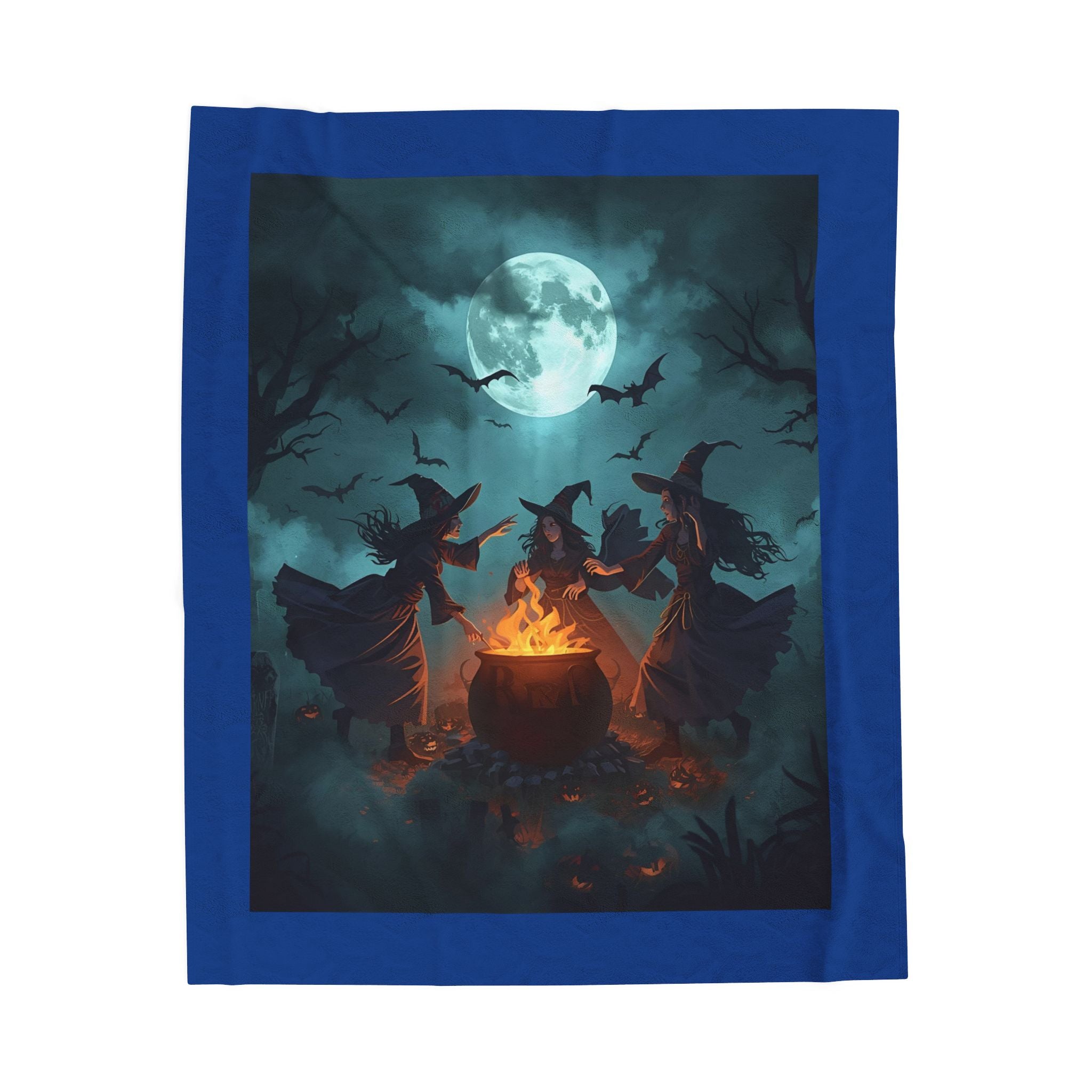 Magical Witches Velveteen Plush Blanket, Cozy Halloween Blanket, Witch Decor, Soft Throw Blanket, Autumn Home Essential, Spooky Gift