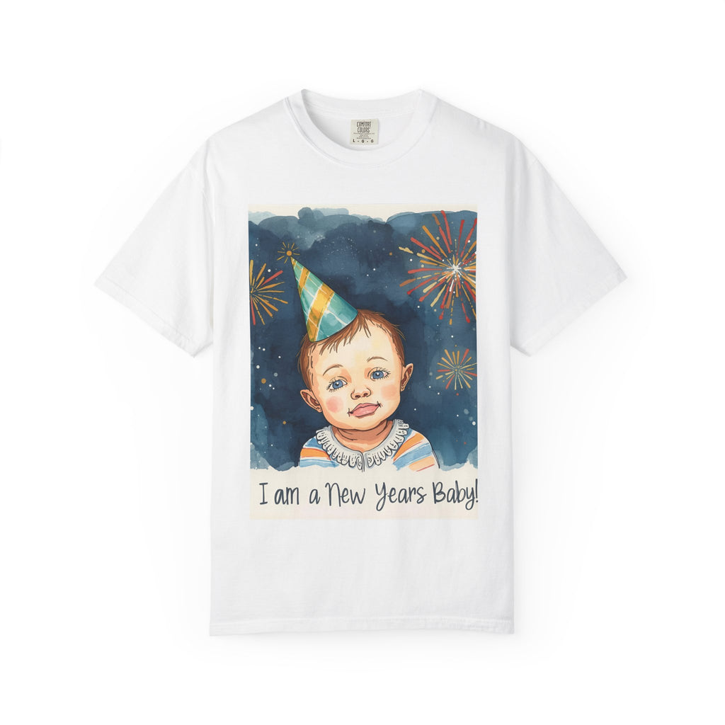 New Year's Baby T-Shirt, Unisex Garment-Dyed Tee, Cute Holiday Shirt, Baby Celebration Apparel, Party Outfit, New Year Gift