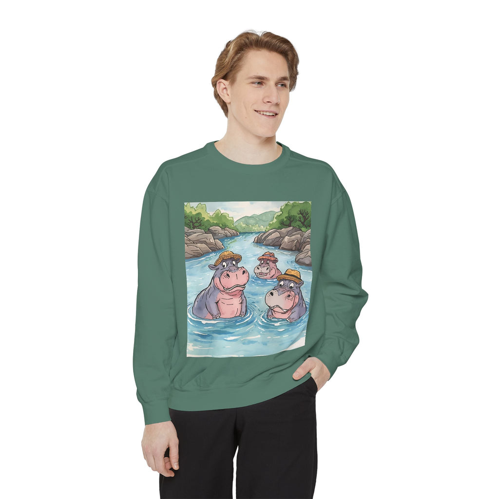 Hippo Cute Unisex Garment-Dyed Sweatshirt