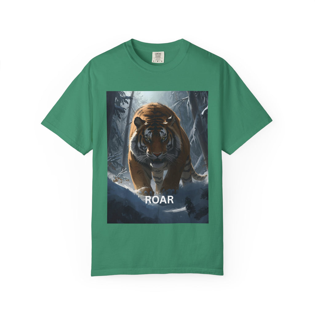 Tiger Roar Snow Unisex T-Shirt, Animal Lover Gift, Wildlife Tee, Casual Wear, Adventure Shirt, Nature Inspired Apparel