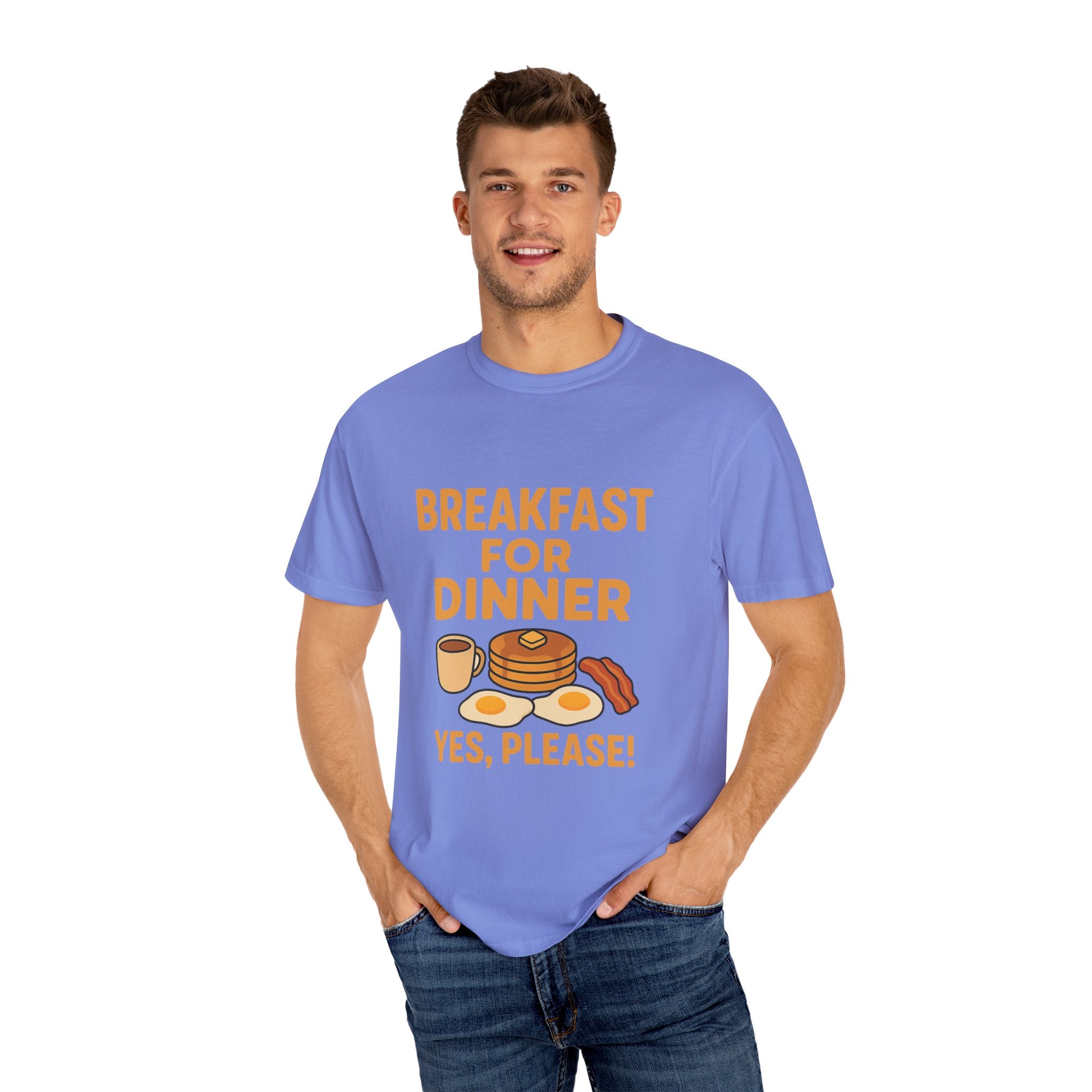 Whimsical Breakfast For Dinner T-Shirt, Foodie Gift, Funny Dinner Shirt, Comfort Wear, Casual Tee for Food Lovers