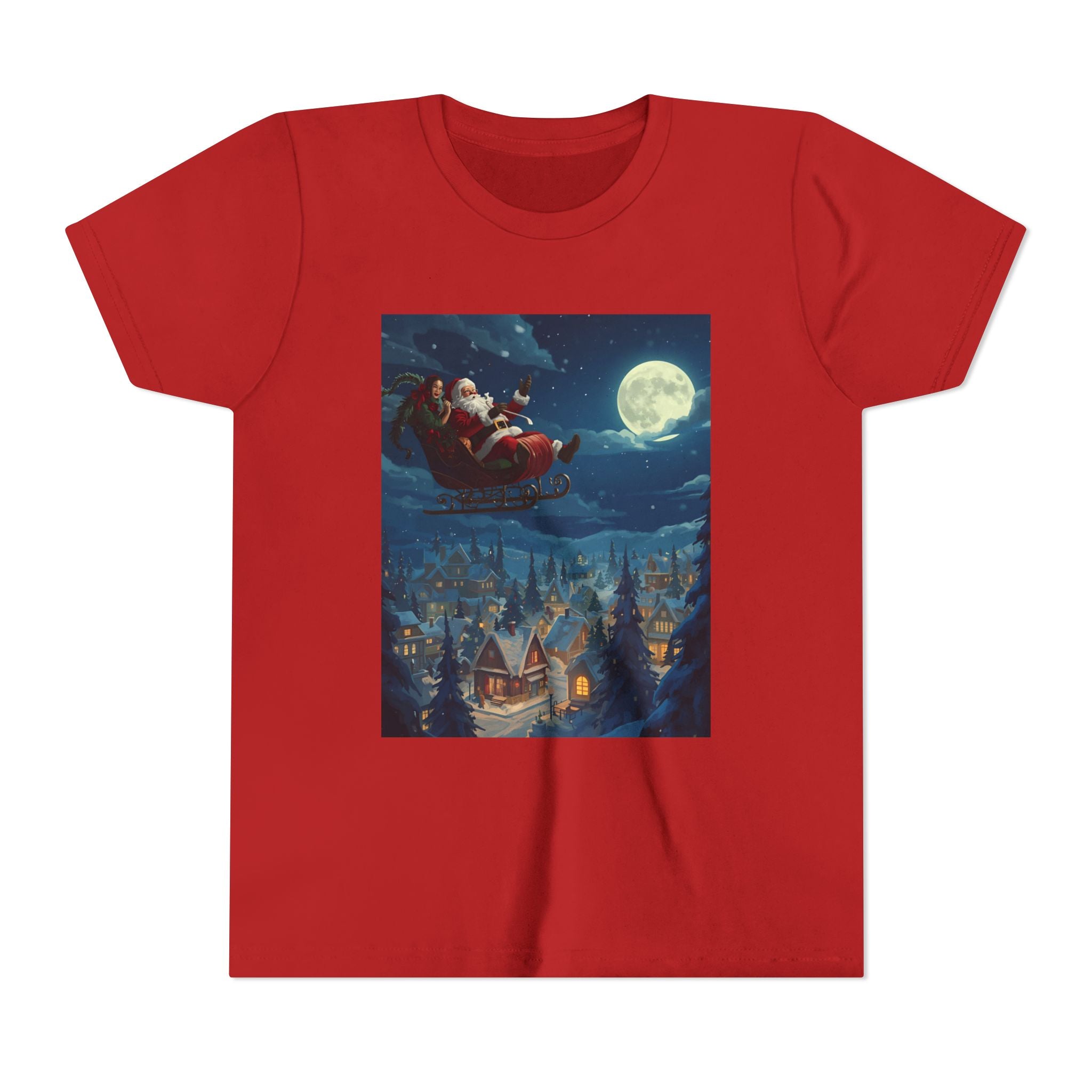 Christmas Santa Sleigh Youth Short Sleeve Tee