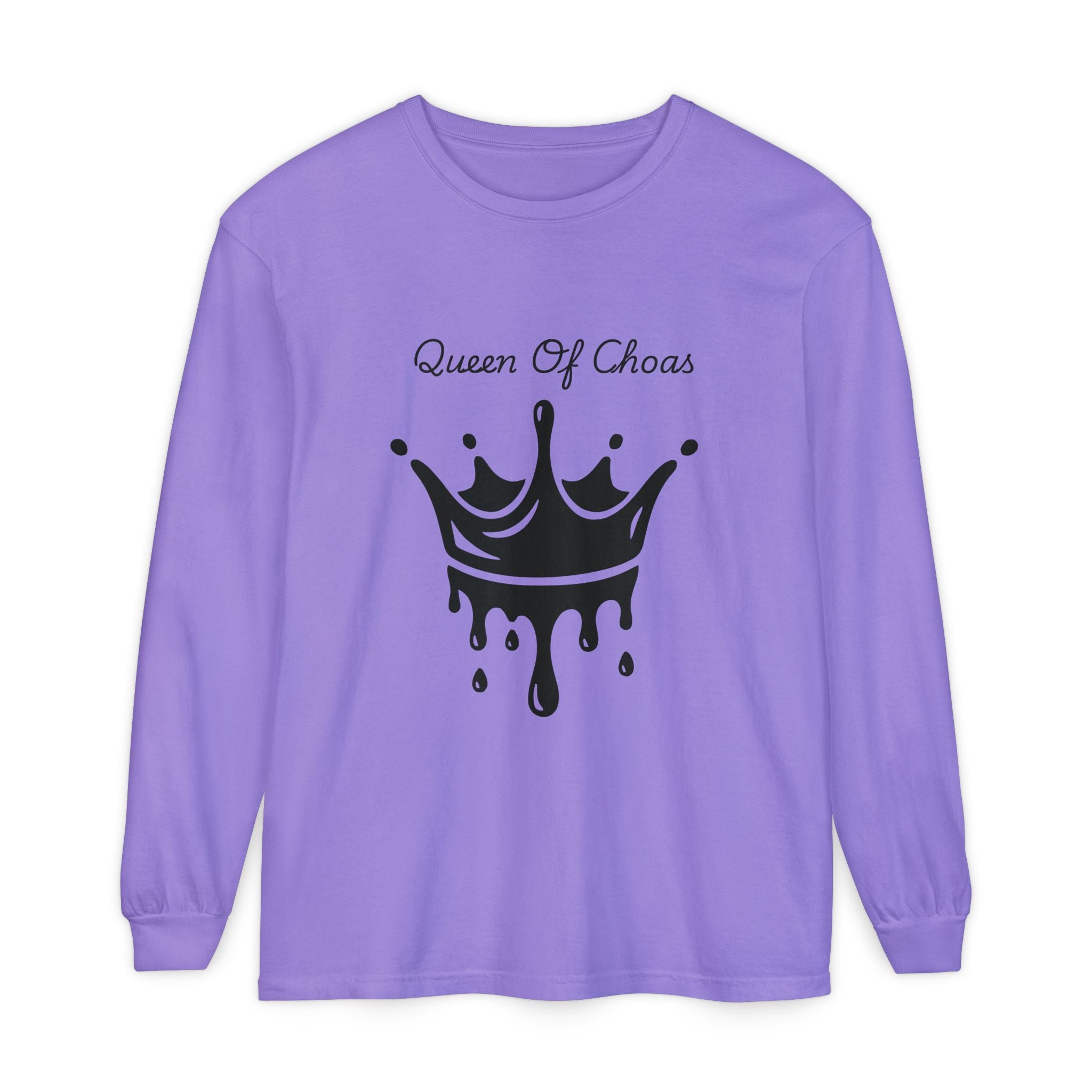 Queen of Chaos Long Sleeve T-Shirt - Stylish Unisex Apparel for Creative Souls, Casual Wear, Gift for Her, Birthday, Everyday Style