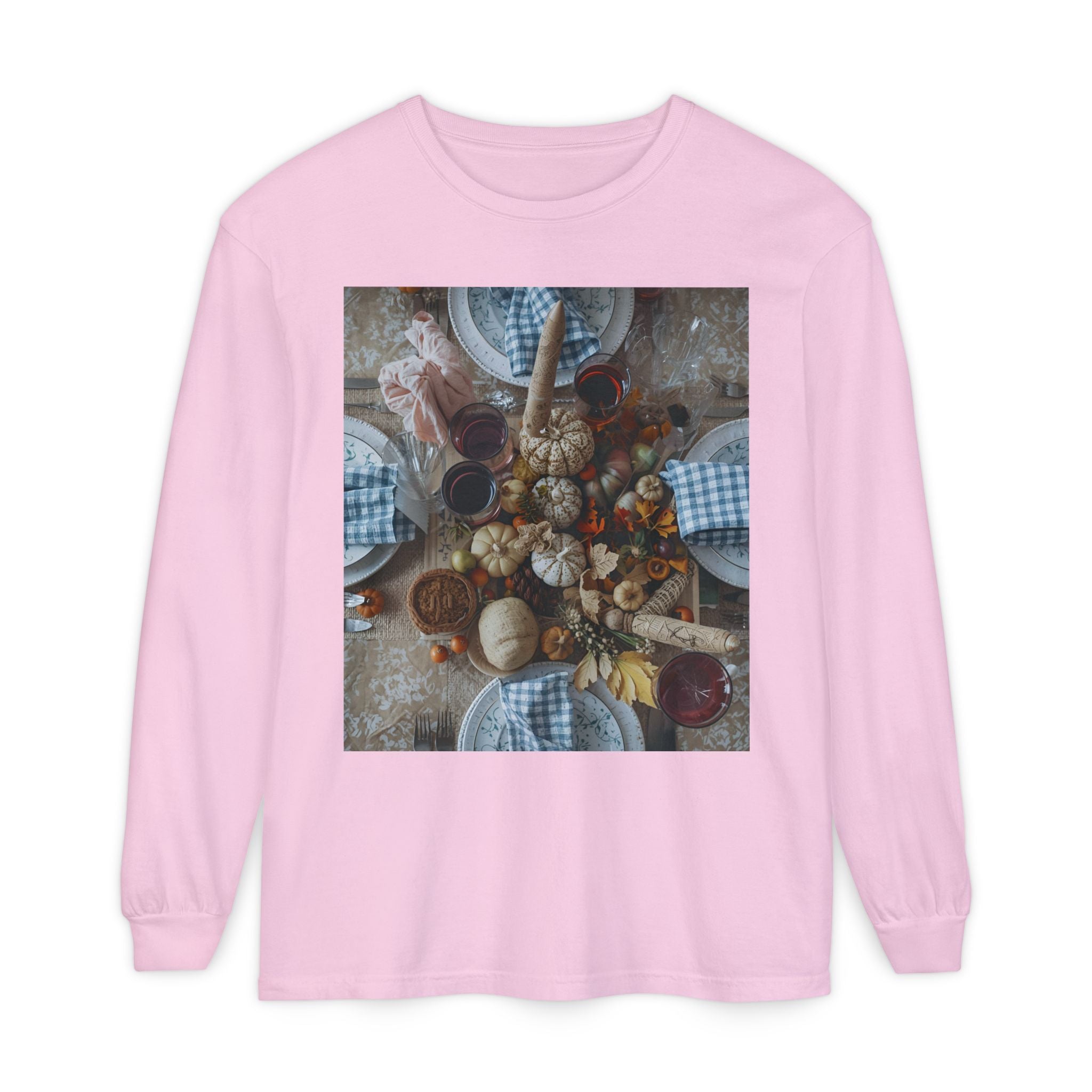 Rustic Gatherings Festive Long Sleeve T-Shirt for Gatherings, Casual Wear, Thanksgiving Shirt, Cozy Gift, Holiday Celebration Tee