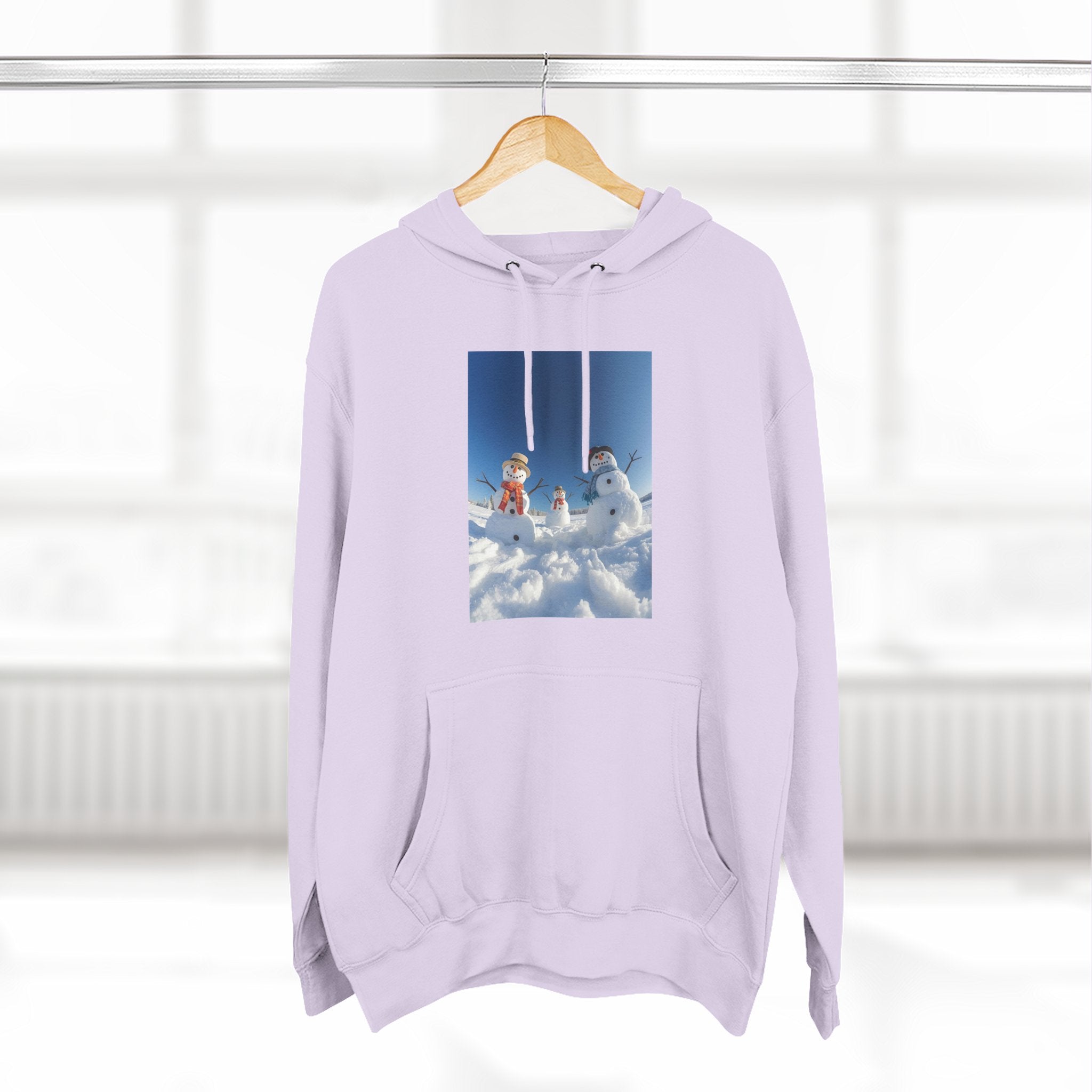 Cozy Fleece Hoodie with Fun Snowmen Design, Winter Wear, Gift for Christmas, Birthday Present, Casual Outfit, Hoodie for Snow Lovers