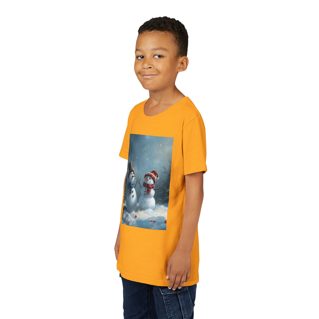 Youth Christmas Snowman Tee, Winter T-Shirt, Christmas Gift, Holiday Apparel, Kids Winter Wear, Cute Snowman Design
