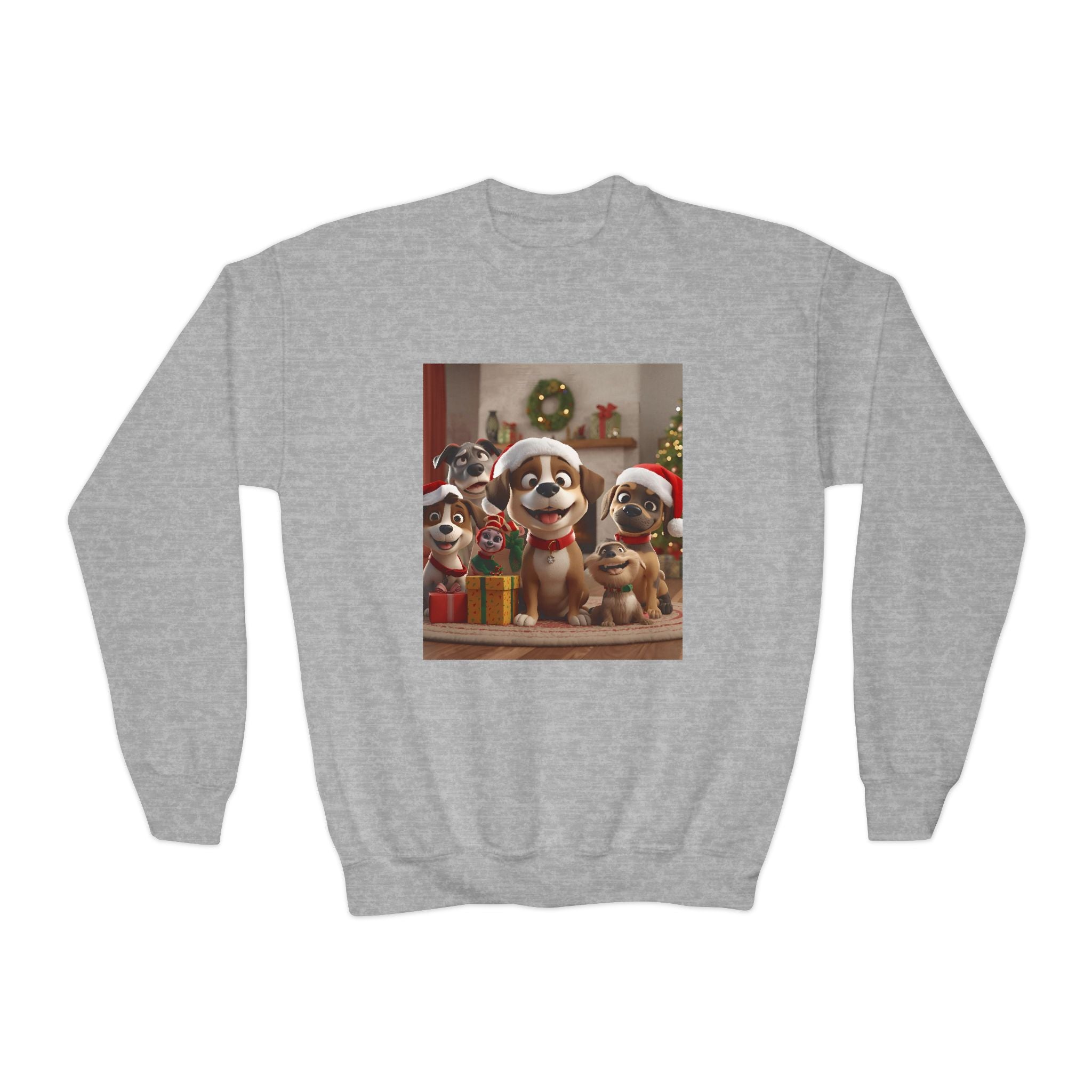 Cute Christmas Festive Dogs Youth Crewneck Sweatshirt
