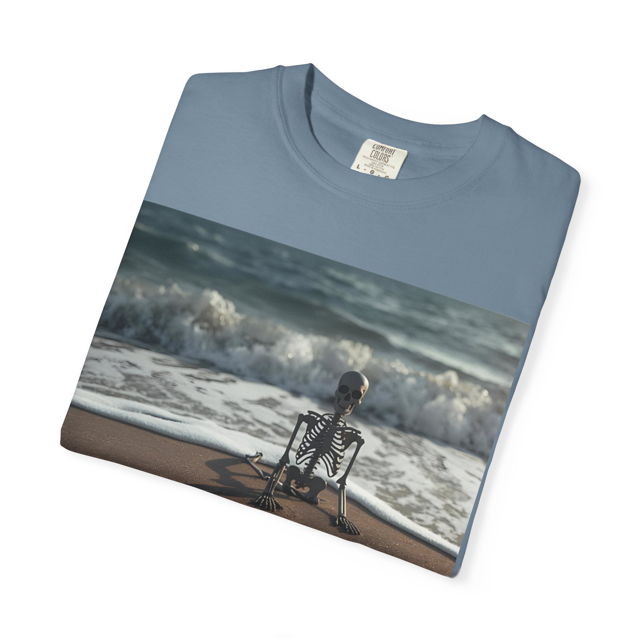 Halloween Beach Skeleton Vibes Unisex T-Shirt, Spooky Summer Tee, Fun Halloween Shirt, Beachwear, Casual Halloween Outfit