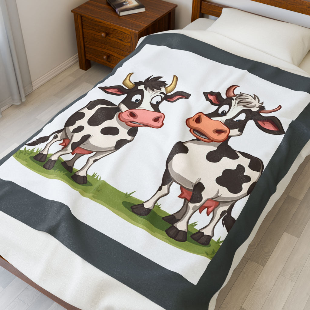 Cow-Themed Velveteen Plush Blanket, Cozy Home Decor, Perfect for Baby Showers, Kids' Rooms, Farmhouse Style, Gifts for Animal Lovers