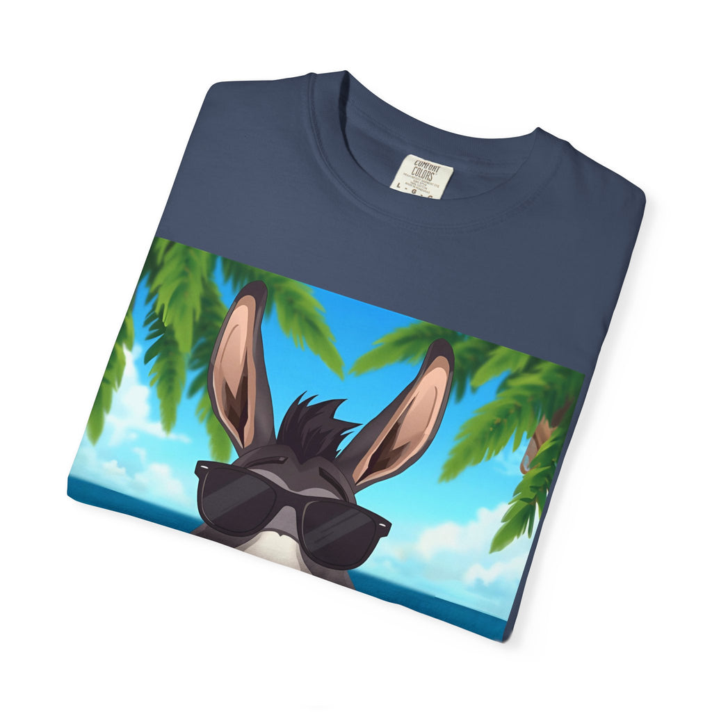 Chill Donkey Sunset T-Shirt, Unisex Summer Tee, Casual Beachwear, Gift for Animal Lovers, Fun Vacation Shirt