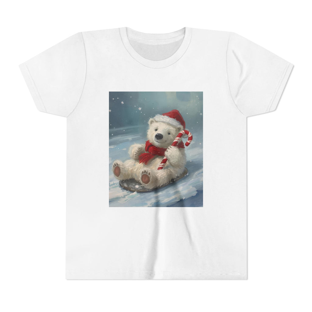 Cute Christmas Bear Youth Short Sleeve Tee