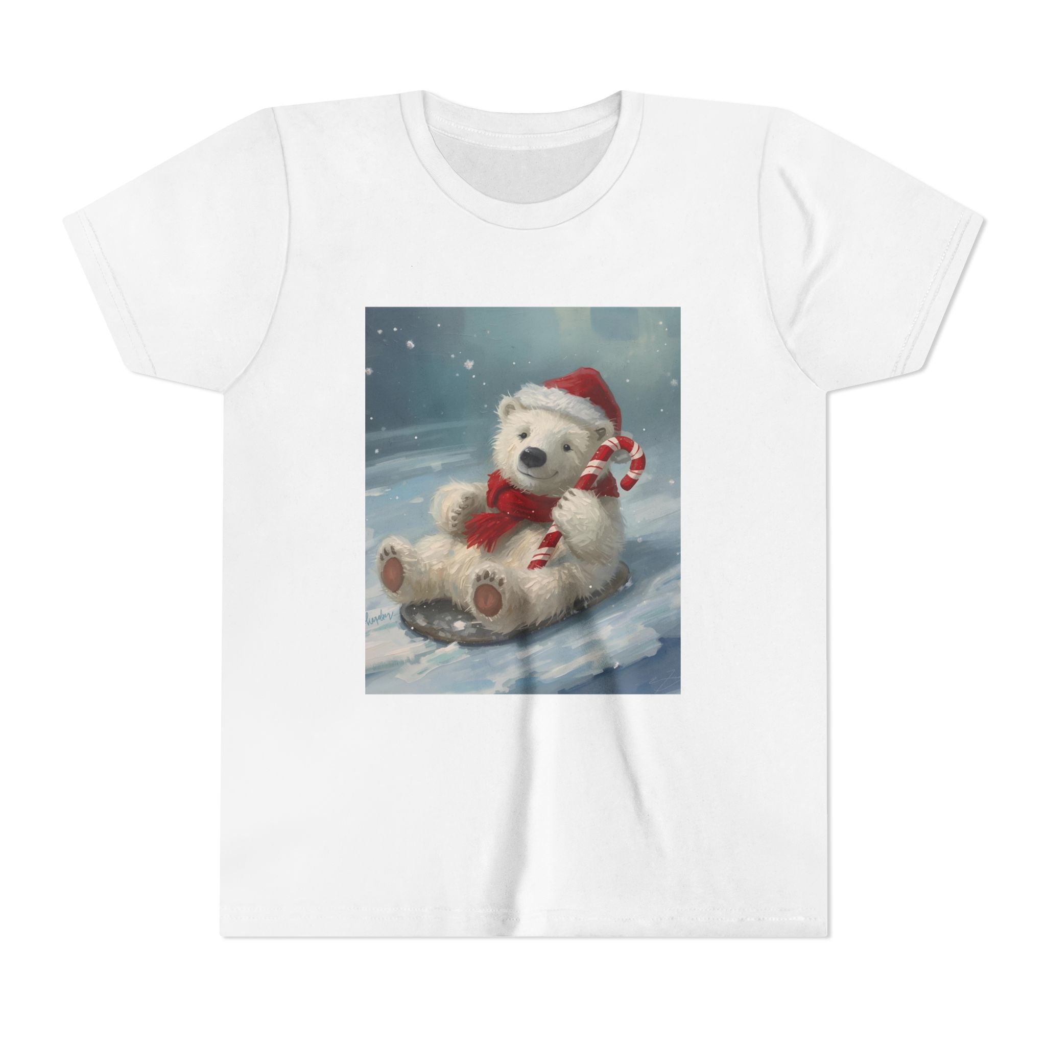 Cute Christmas Bear Youth Short Sleeve Tee