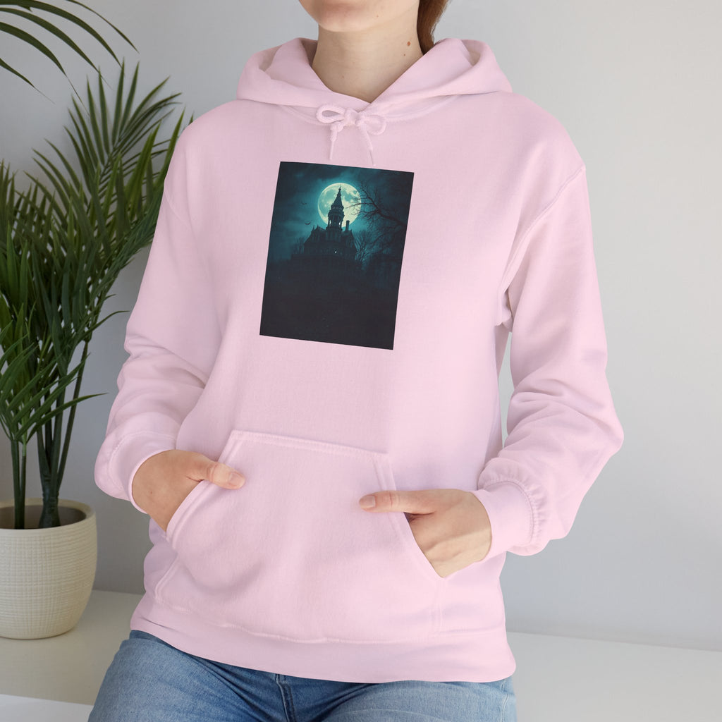 Haunted Moonlight Mystical Nightscape Hooded Sweatshirt - Cozy Casual, Unisex Fashion, Gift Idea, Halloween Apparel, Unique Statement Piece