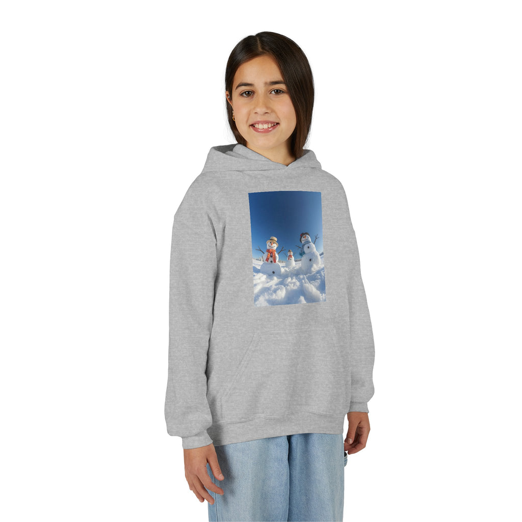 Festive Christmas Snowman Winter Magic Youth Hoodie with Snowman Design, Cozy Kids Sweatshirt, Holiday Gift, Winter Apparel, Cute Kids Clothing, Snow Lovers Hoodie