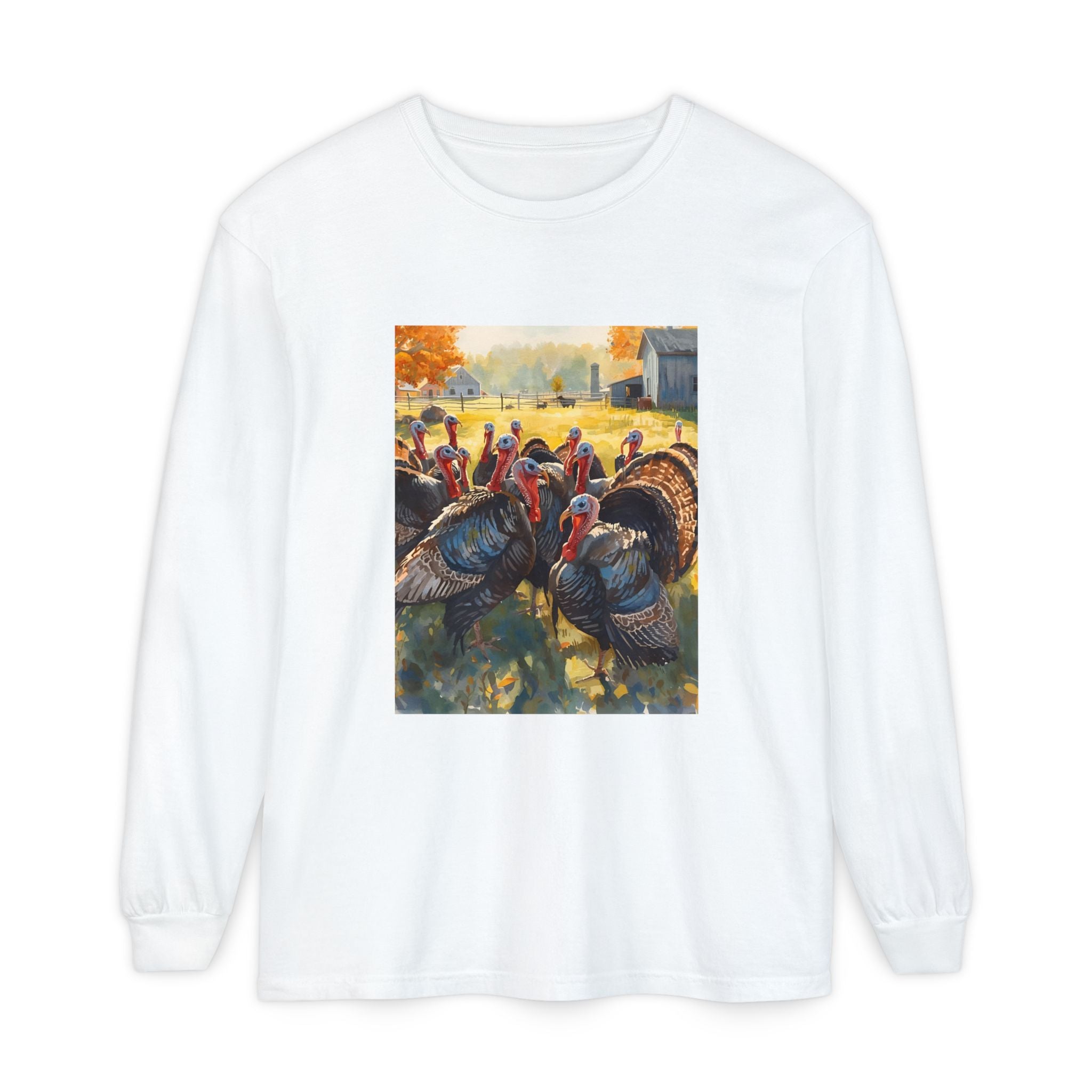 Thanksgiving Turkey Unisex Garment-dyed Long Sleeve T-Shirt