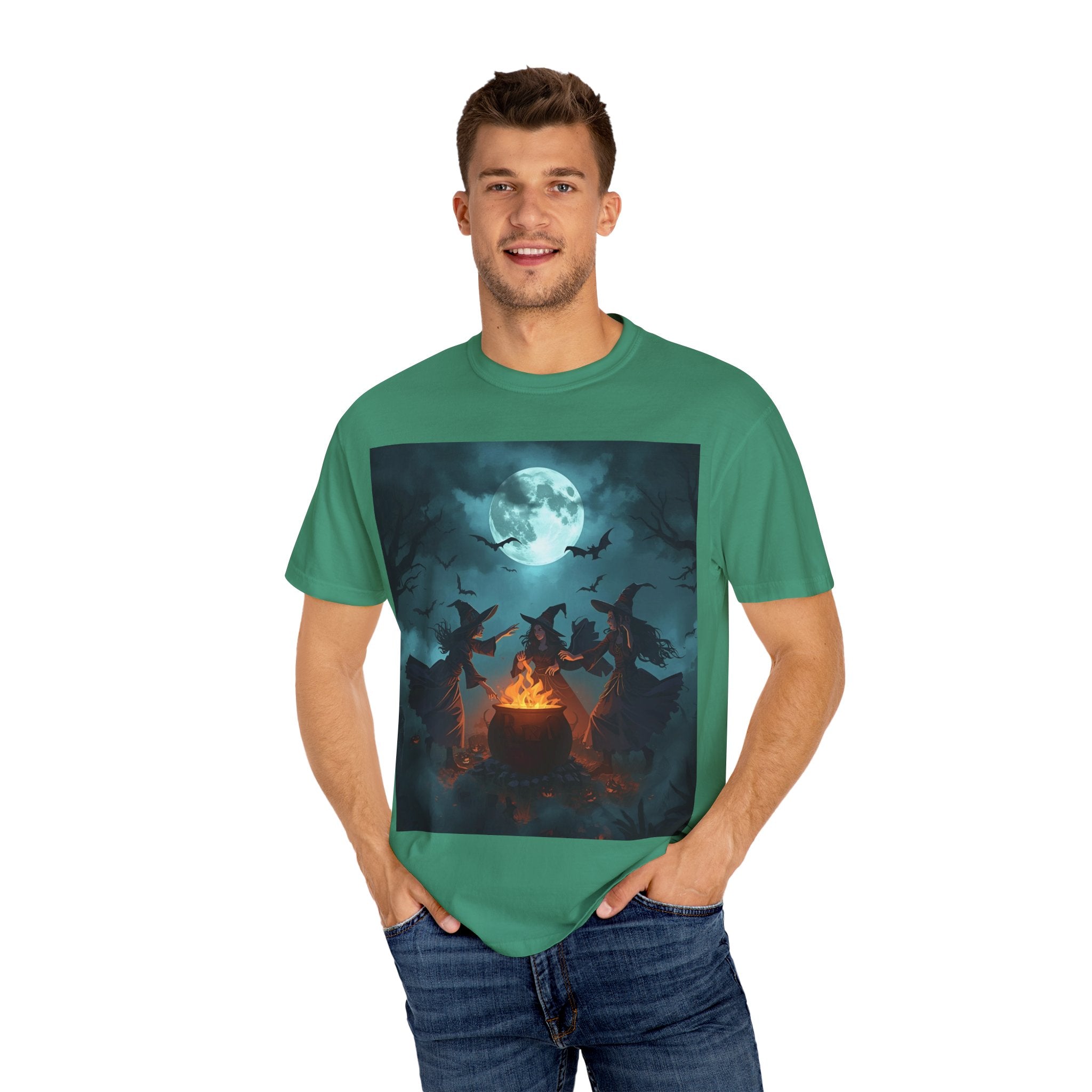 Spooky Halloween T-Shirt, Witchy Vibes Shirt, Unisex Spooky Tee, Halloween Costume Top, Witch Cauldron Graphic Shirt