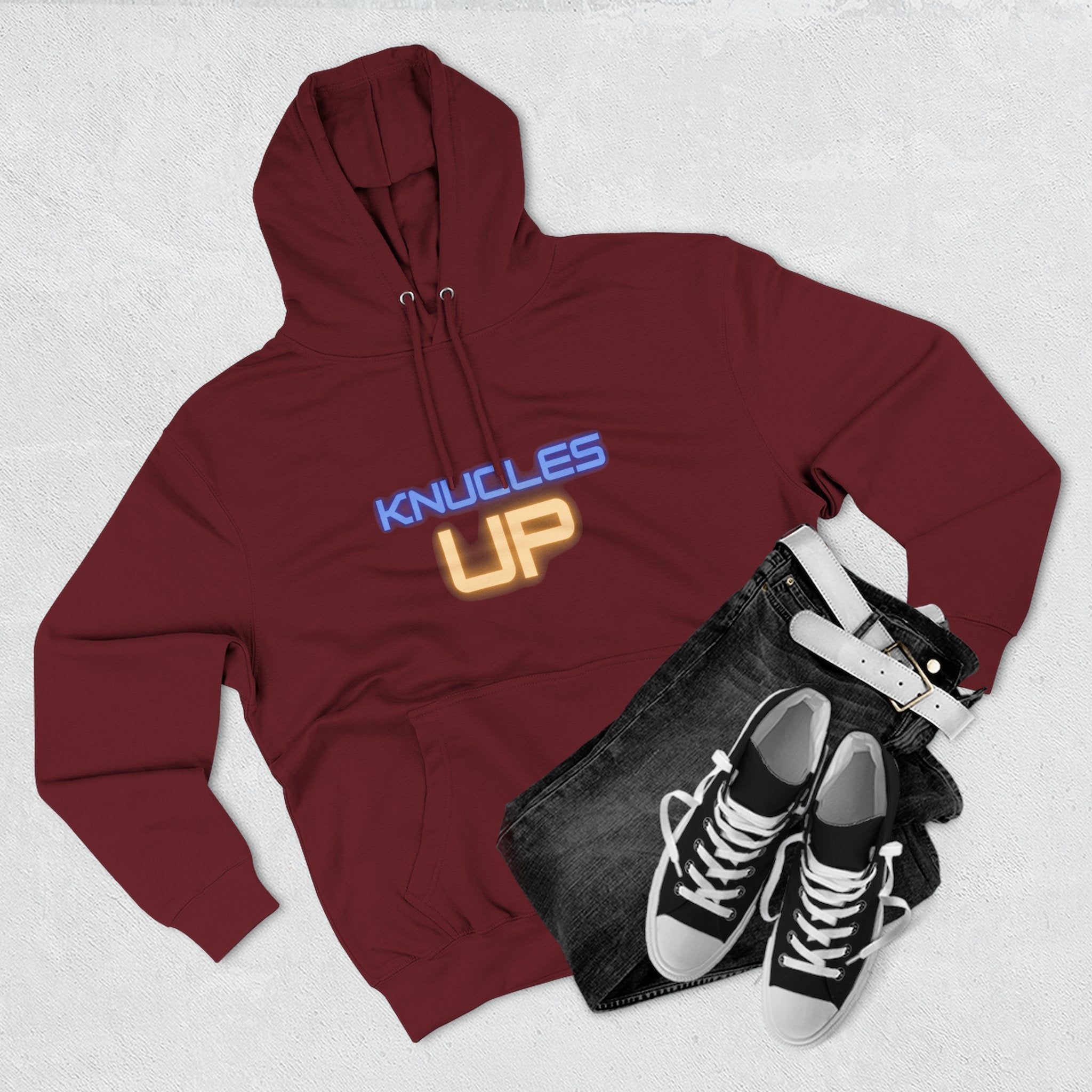 Knuckles Up Fleece Hoodie - Cozy Streetwear for Everyday Adventure, Gift for Him, Her, Cool Casual Attire, Relaxed Vibe