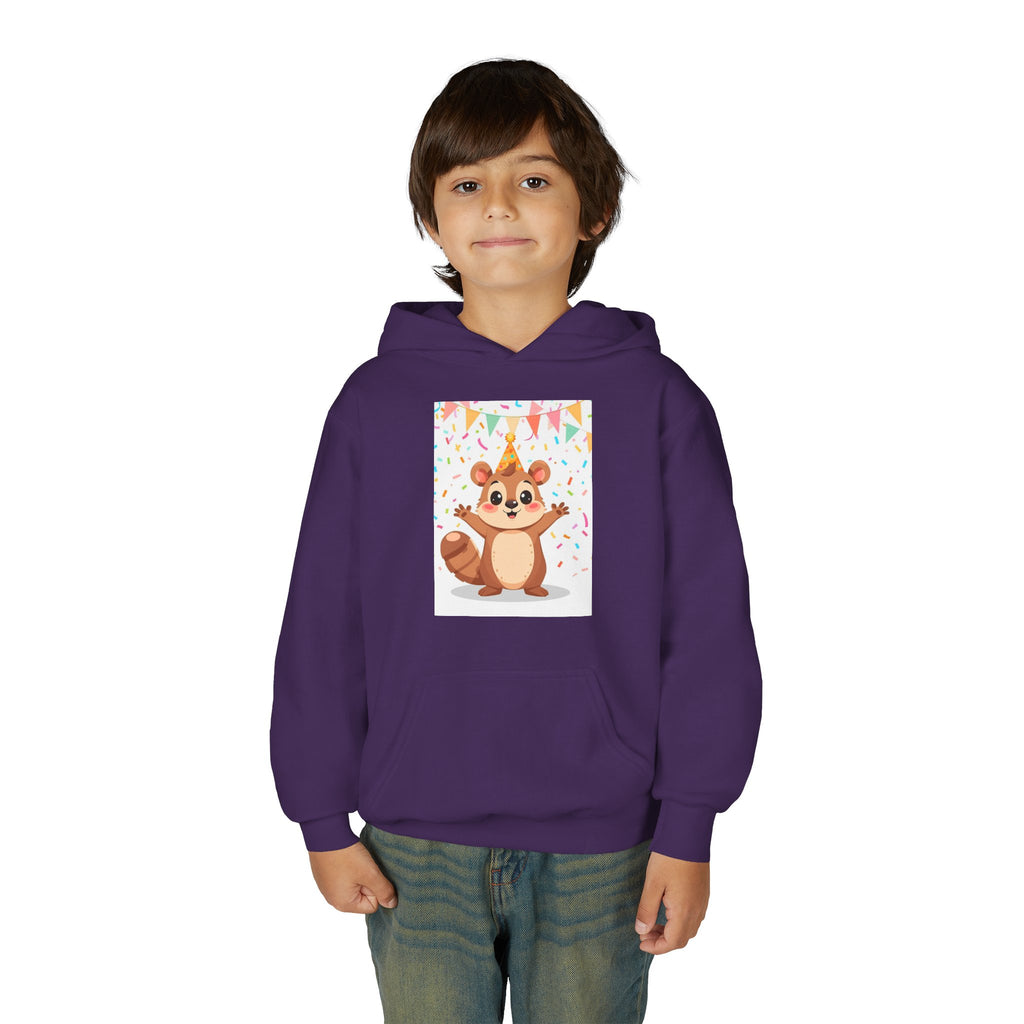 Party Animal With Squirl Youth Heavy Blend Hooded Sweatshirt
