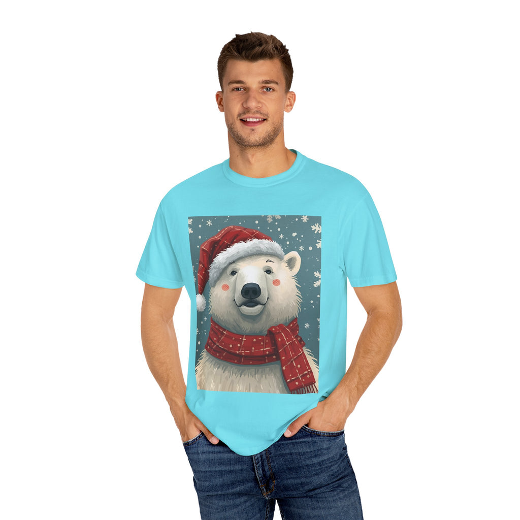 Festive Polar Bear T-Shirt, Christmas Tee, Winter Apparel, Holiday Shirt, Gift Idea, Unisex Graphic Tee