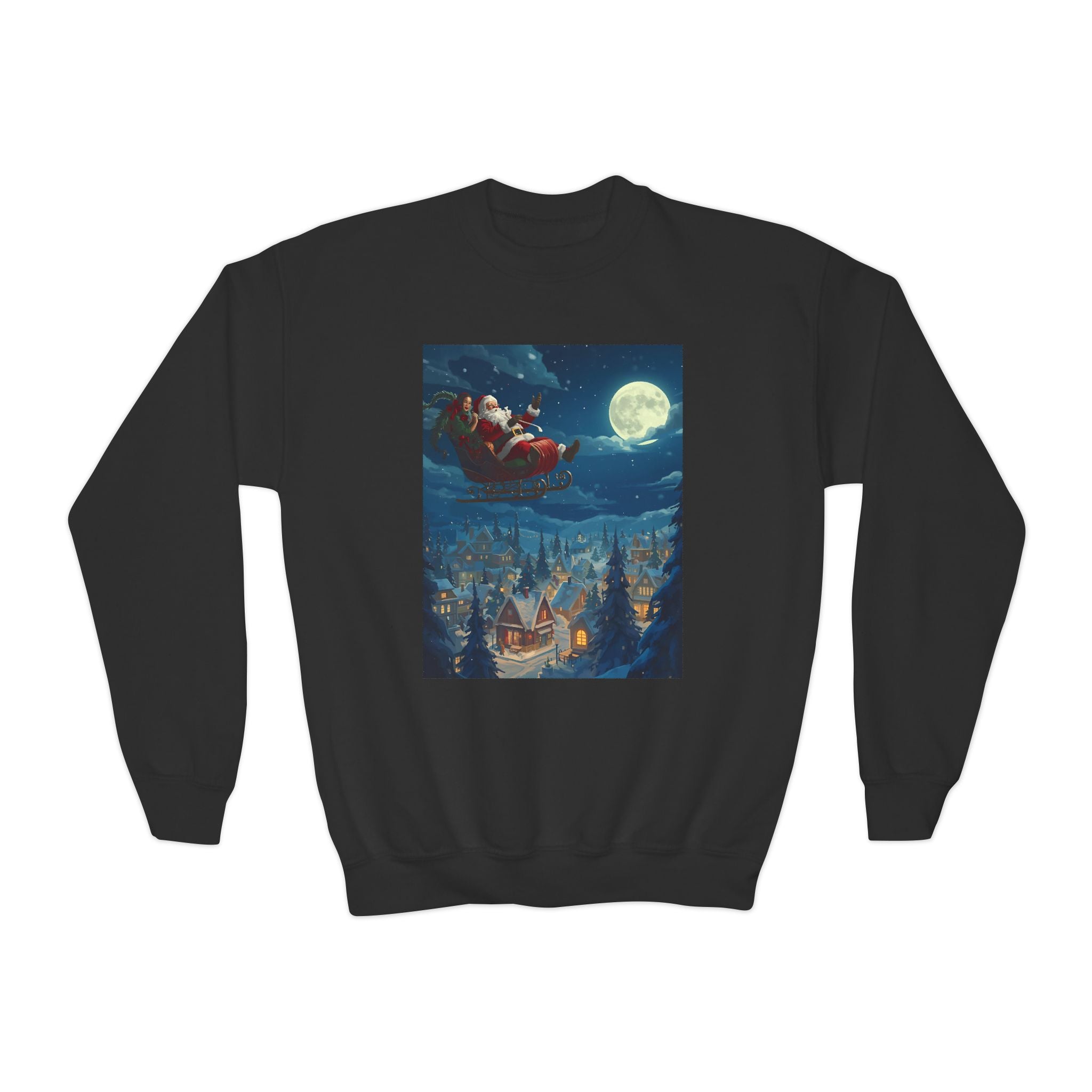 Christmas Santa Sleigh Youth Crewneck Sweatshirt