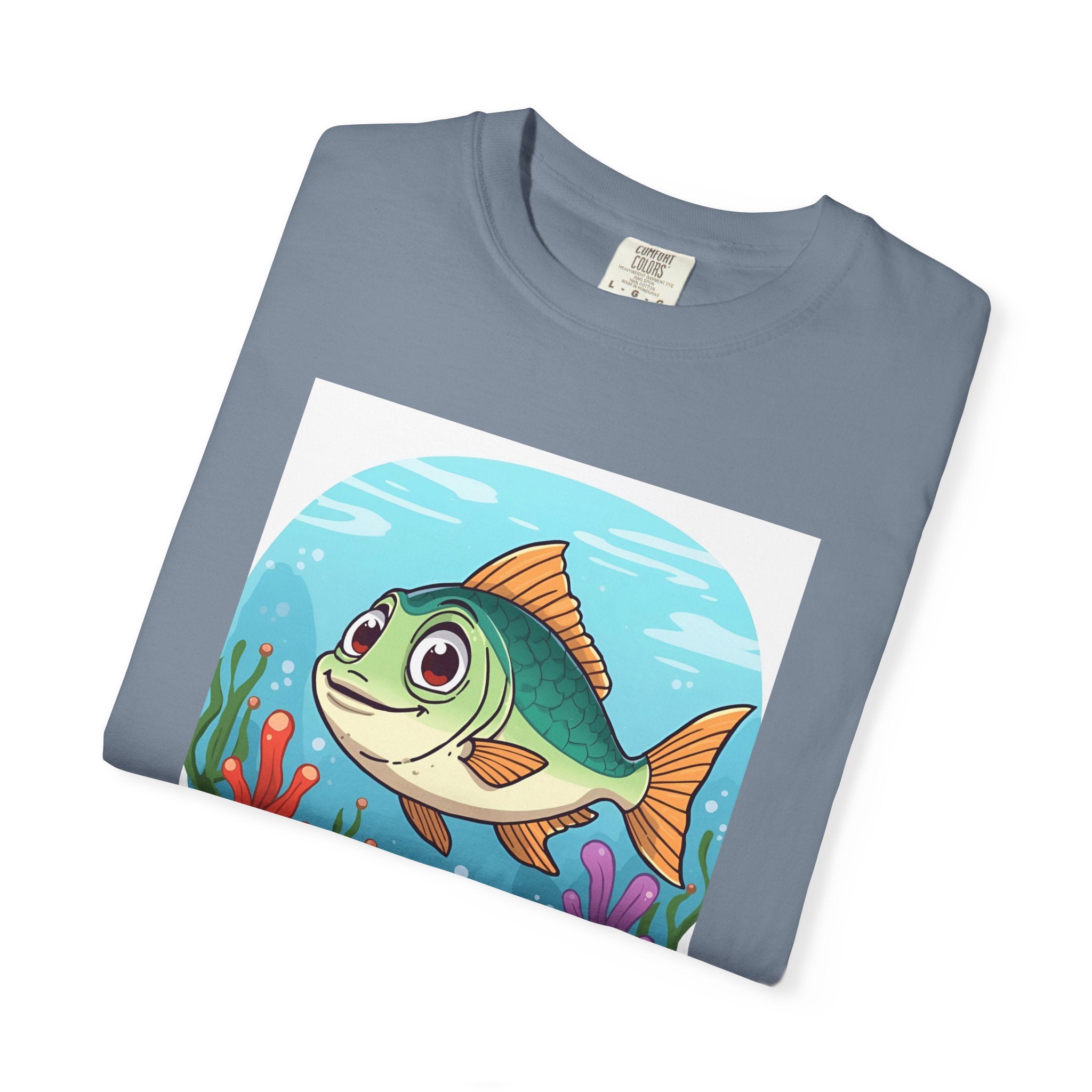 Here Fishy Fishy Fishy Colorful Fish-Themed Unisex T-Shirt, Fun Graphic Tee for Kids and Adults, Perfect for Summer, Fishing Trips, and Gift Giving