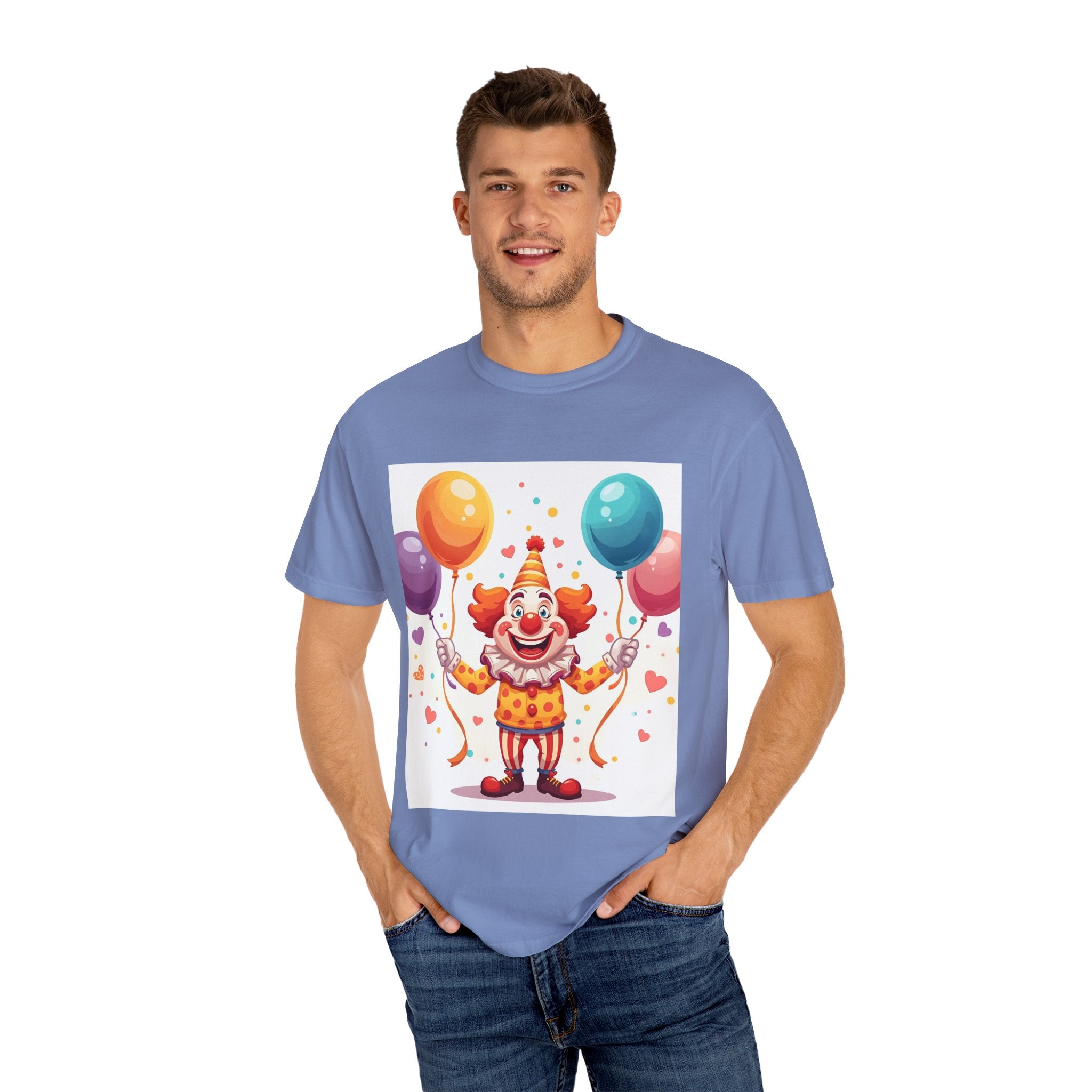 Colorful Clown Balloon T-Shirt, Fun Graphic Tee, Unisex party shirt, Circus themed apparel, Birthday gift for kids