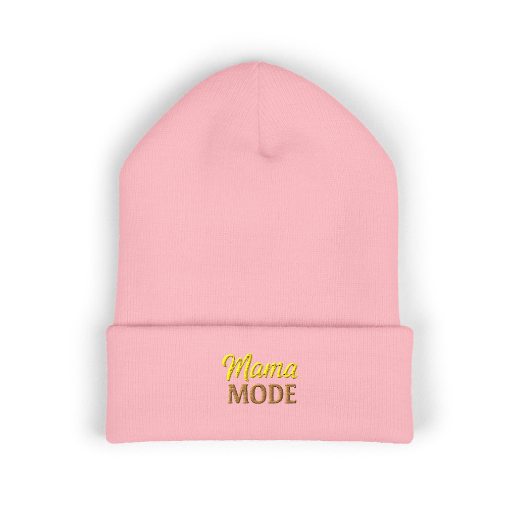 Mama Mode Embroidered Cuffed Beanie — Cozy Mom Hat, New Mom Gift
